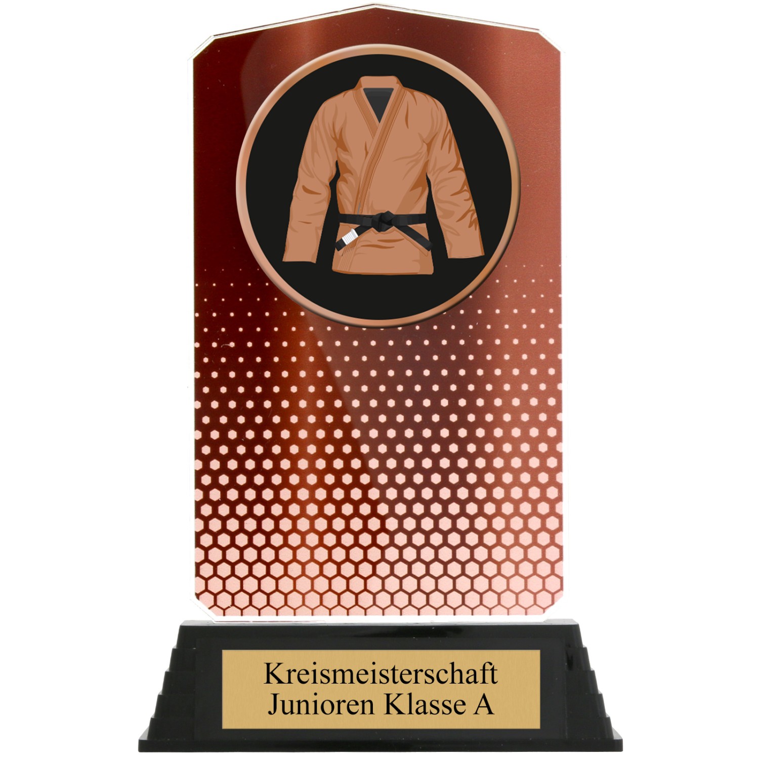 4. Foto Pokal Set Judo Kampfsport HUPPY Acryl 3 Stück Gold Silber Bronze mit XL Gravur