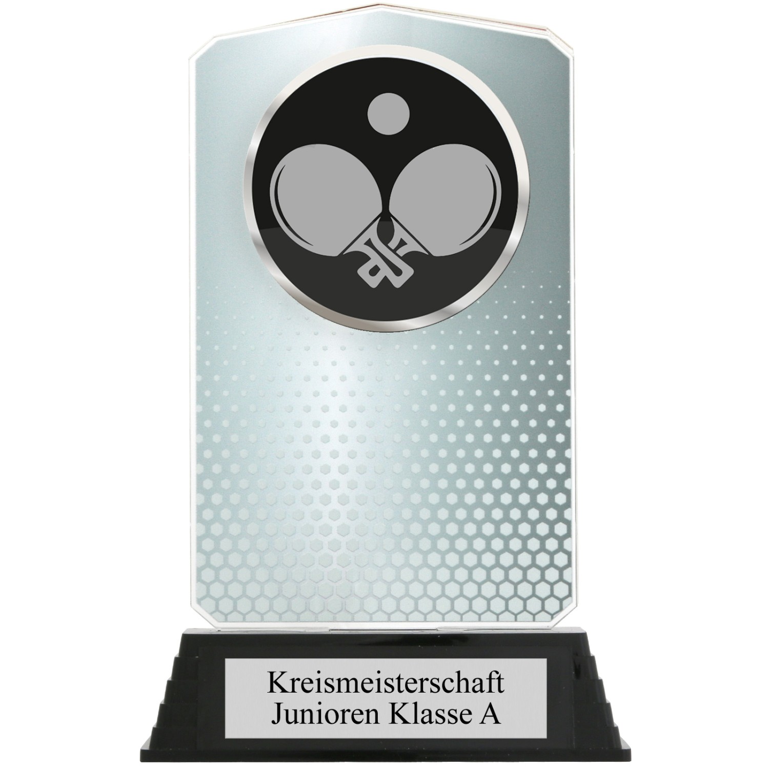 0. Foto Pokal HUPPY Acryl Tischtennis Silber mit XL Gravur