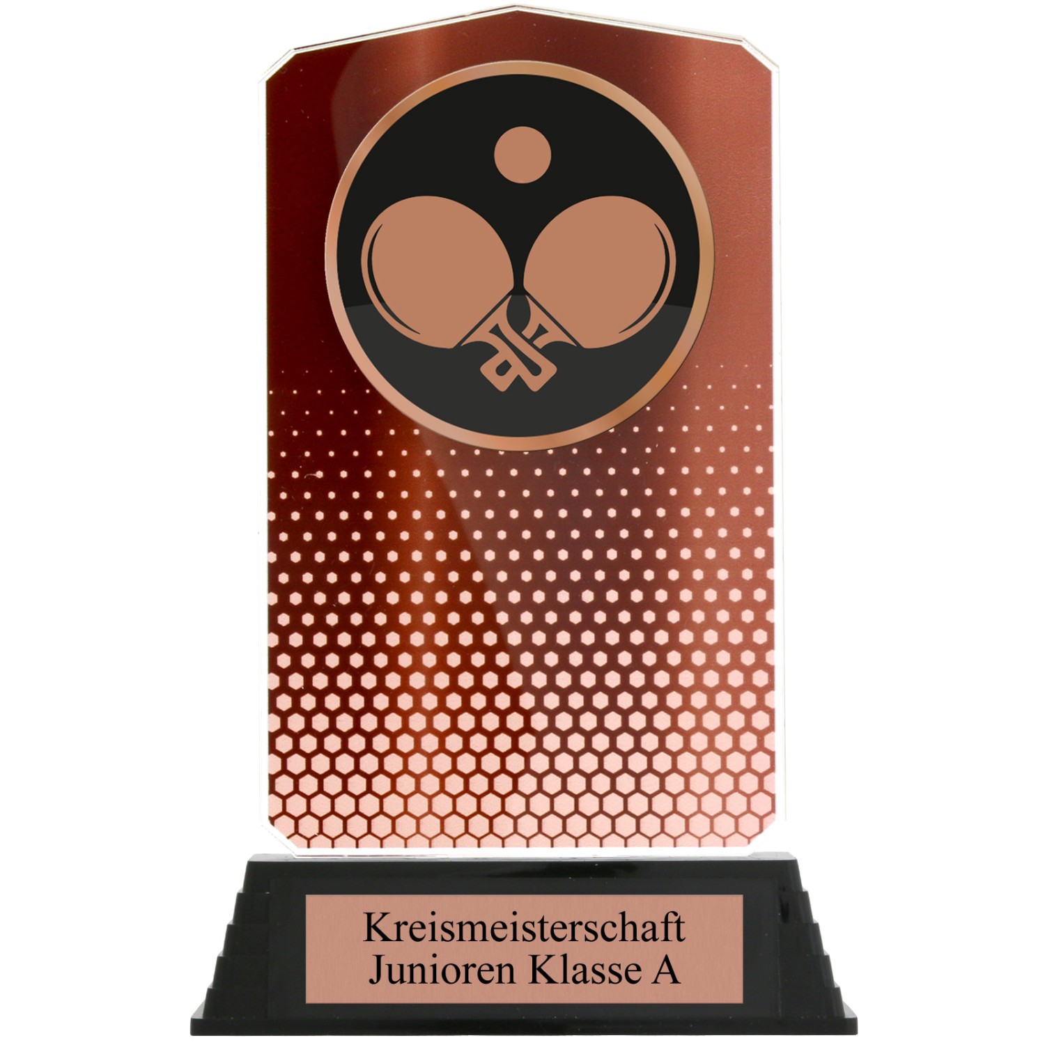 0. Foto Pokal HUPPY Acryl Tischtennis Bronze mit XL Gravur