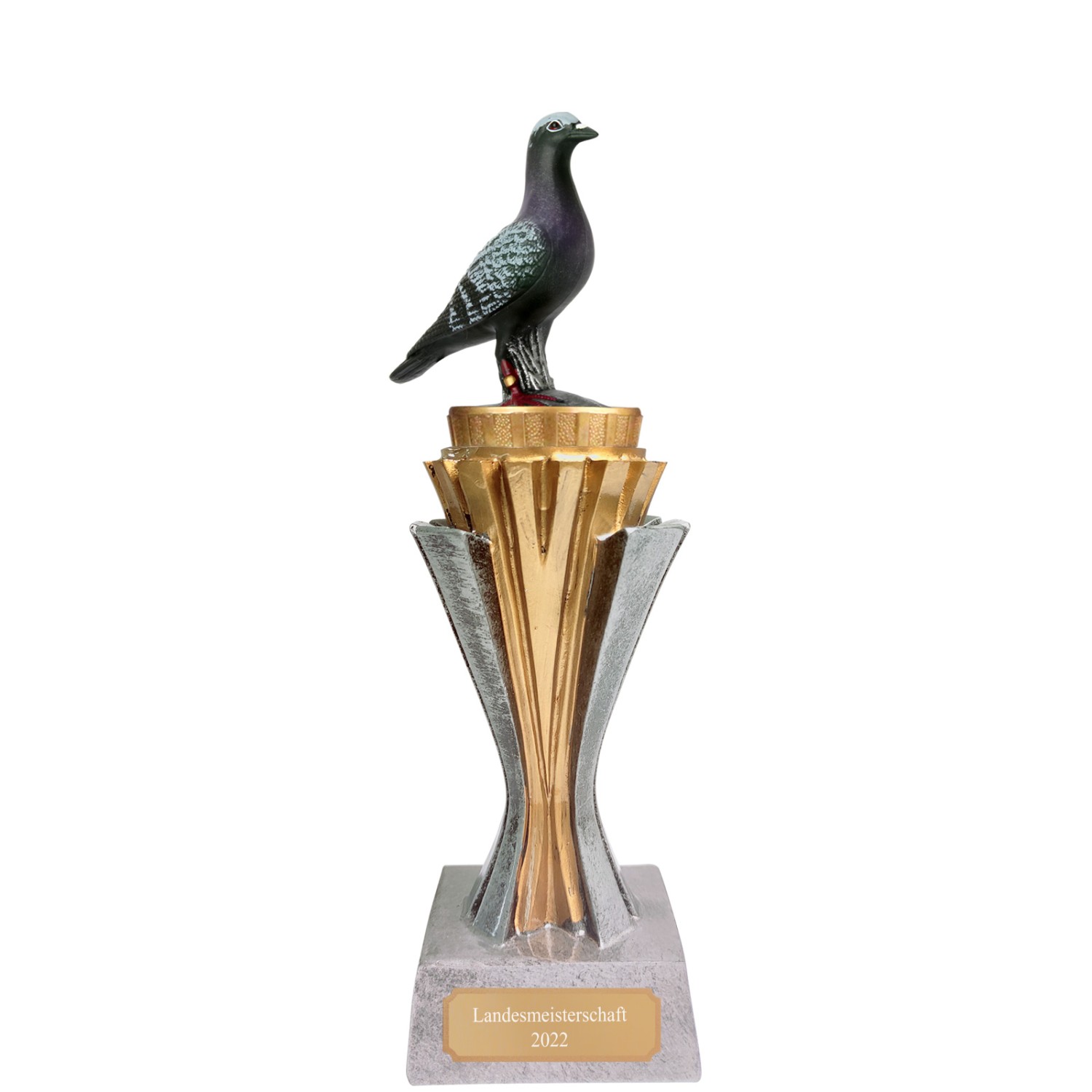 Pokal Trophäe Tauben Taubenzucht Serie SALAKA aus Resin PVC 3 Größen (Größe: Größe L 21 cm)