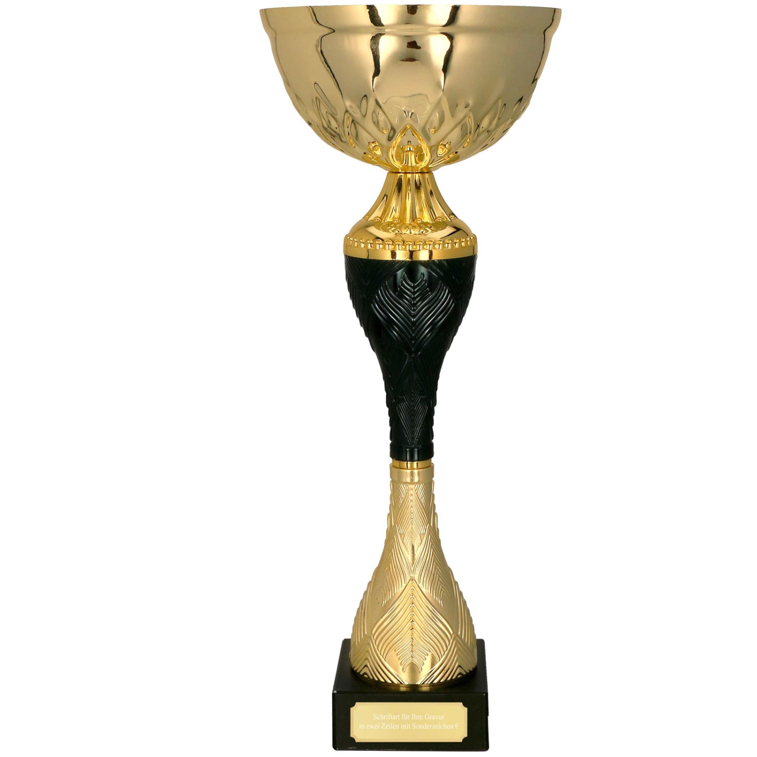 Pokal BLOIS schwarz Metall auch mit Gravur Gravurplatte 3 Größen (Größe: 21 cm)