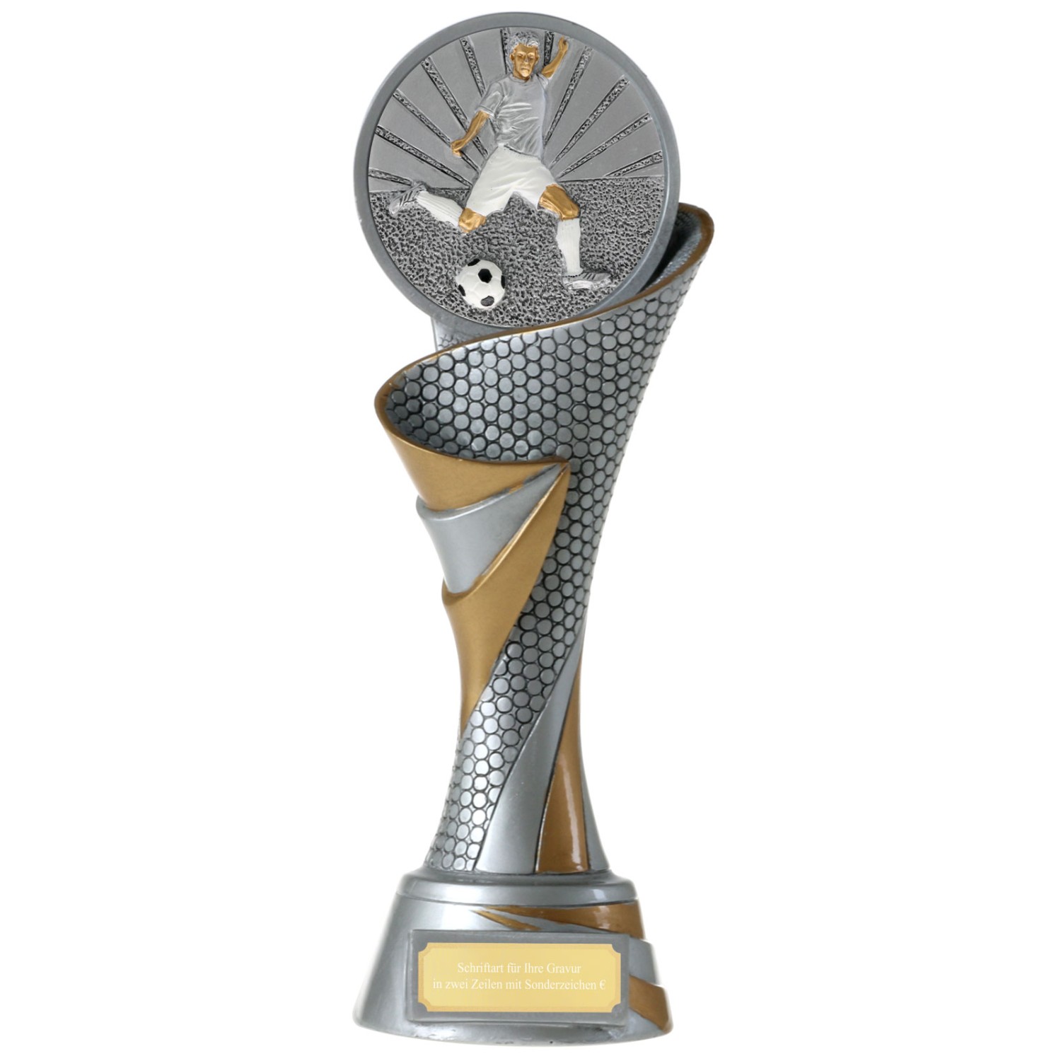 1. Foto Fußball FG Pokal Trophäe Soccer 3 Größen schwer mit Gravur (Größe: Set je 1x S, M und L)