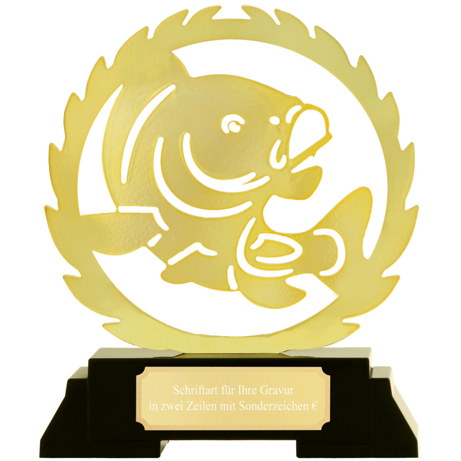 0. Foto Pokal Trophäe Serie MIGNON Fisch Fischen Angeln Metall mit Gravur