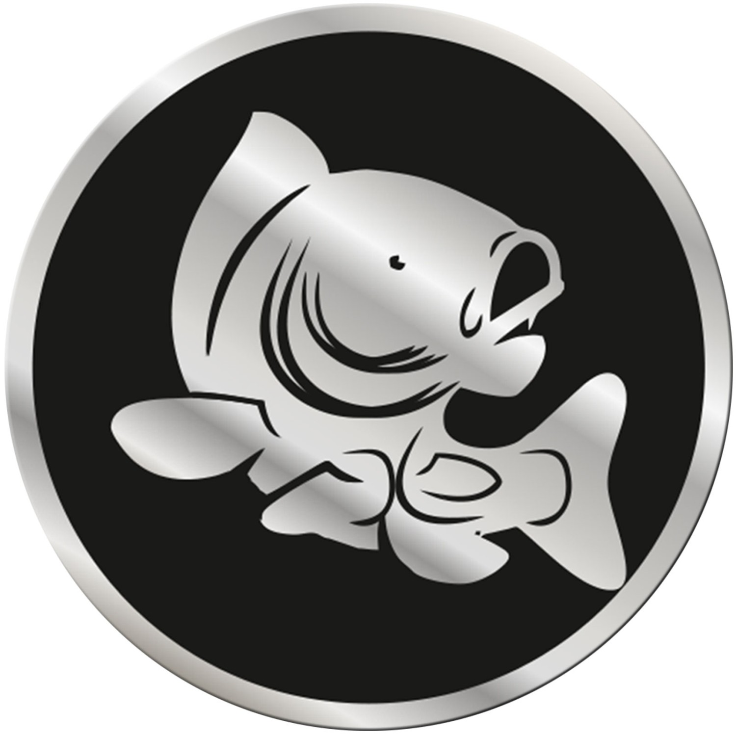 0. Foto ACRYL Emblem 70mm Fisch Karpfen Angeln Silber