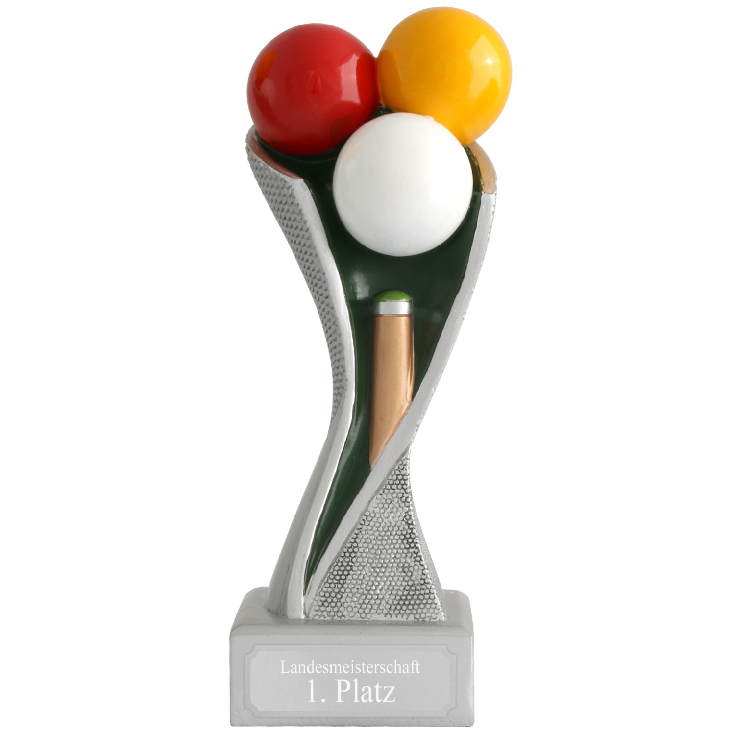 3. Foto Billard Pokal Pokalset METZ Snooker mit Gravurplatte und Gravur (Größe: Set je 1x S, M und L)