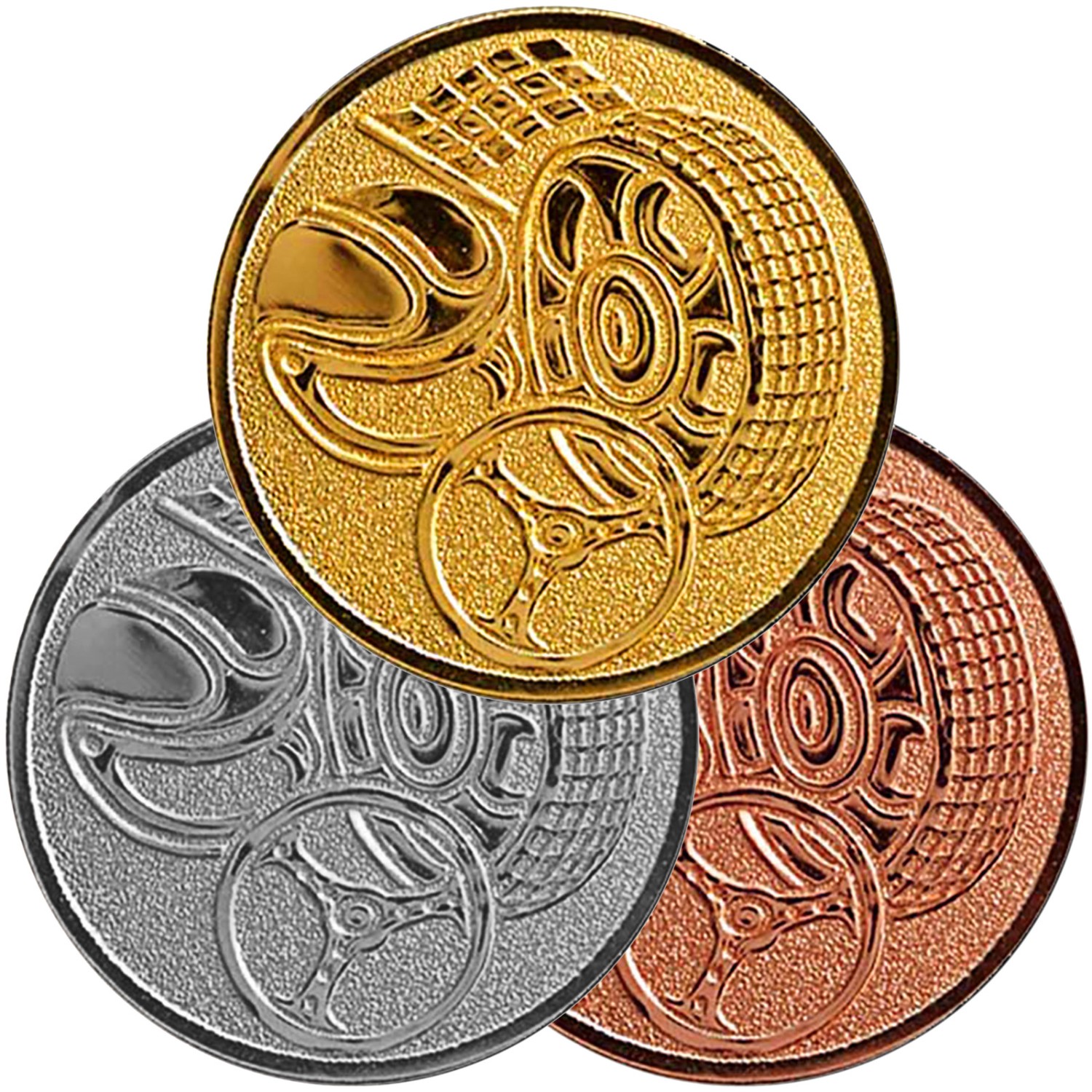 Emblem Metall 25mm Auto Motor Kart (Farbe: Set mit Gold, Silber und Bronze)
