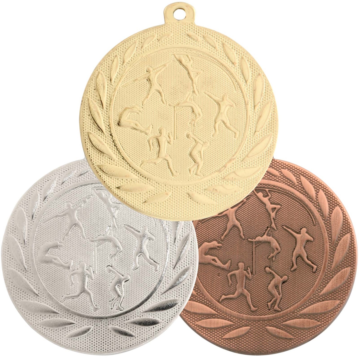 1. Foto Medaille Leichtathletik aus Stahl gold silber bronze 50 mm (Sorte: bronze)
