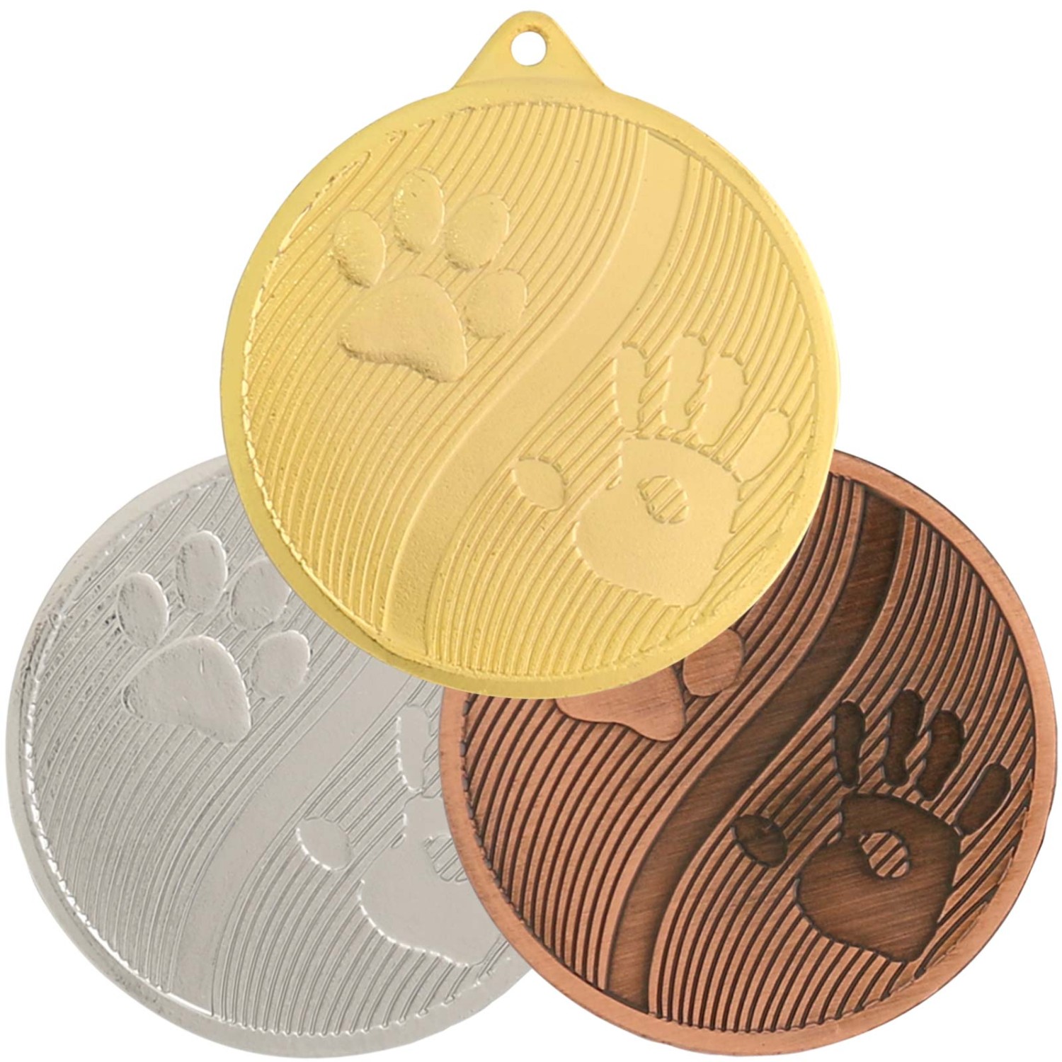 1. Foto Medaille Hunde Hundepfoten gold silber bronze 50 mm Stahl (Sorte: bronze)