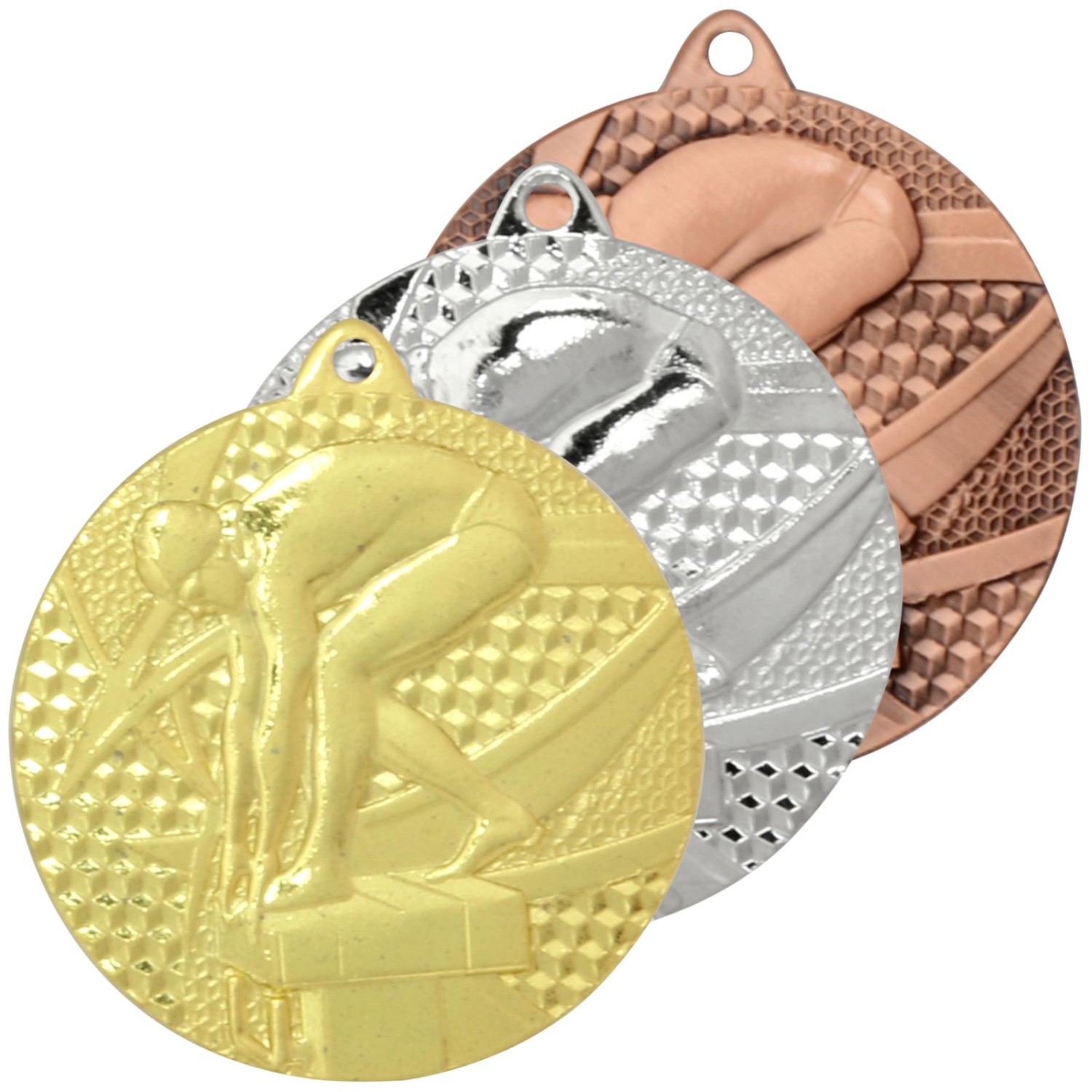 1. Foto Medaille Schwimmen 1 Medaillen rund gold silber bronze Set (Sorte: gold)