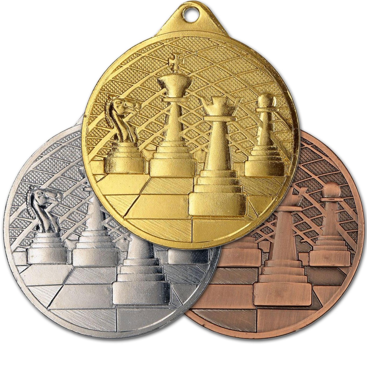 0. Foto Medaille Schach 50mm (Farbe: Set mit Gold, Silber und Bronze)