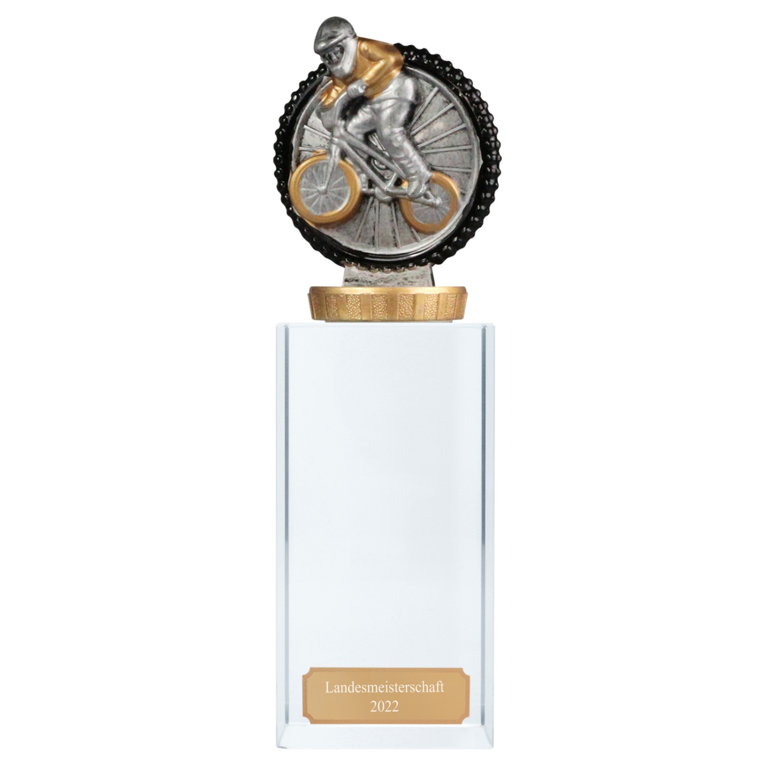 0. Foto Pokal Trophäe BMX Rad Downhill Rennen Glassockel Glaspokal mit Gravur (Größe: Größe L)