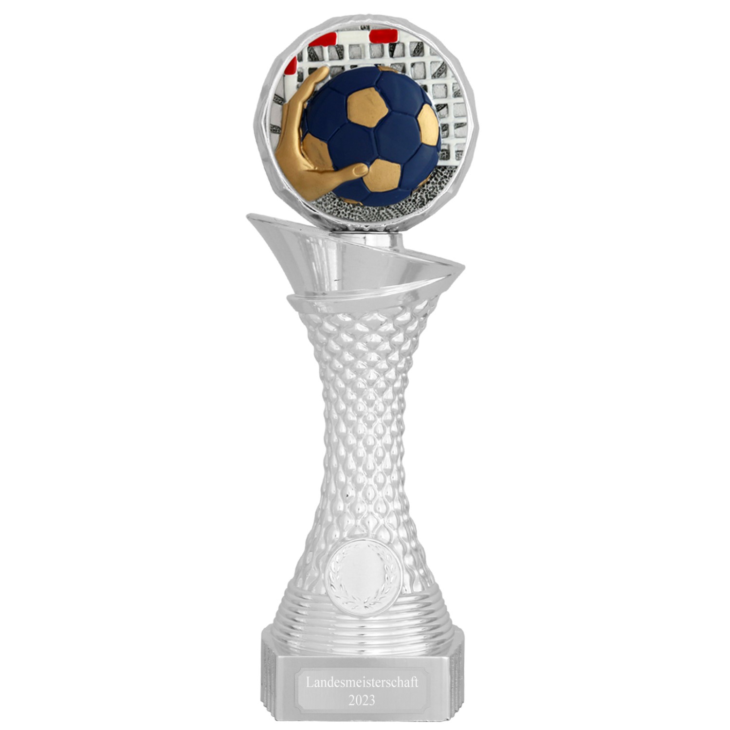 0. Foto Handball Pokal AVORD silber mit Gravur (Größe: L 27cm hoch)