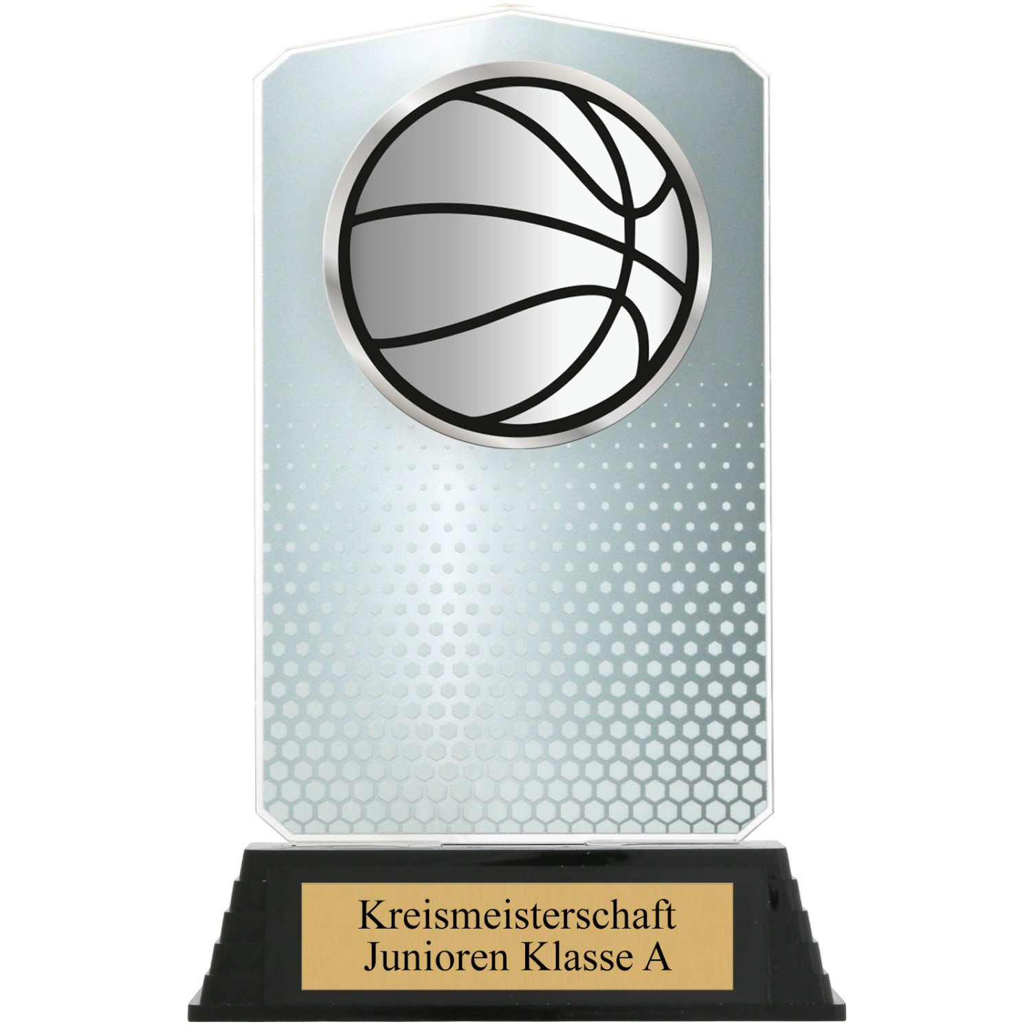 0. Foto Pokal Trophäe Basketball HUPPY Silber Acryl mit XL Gravur