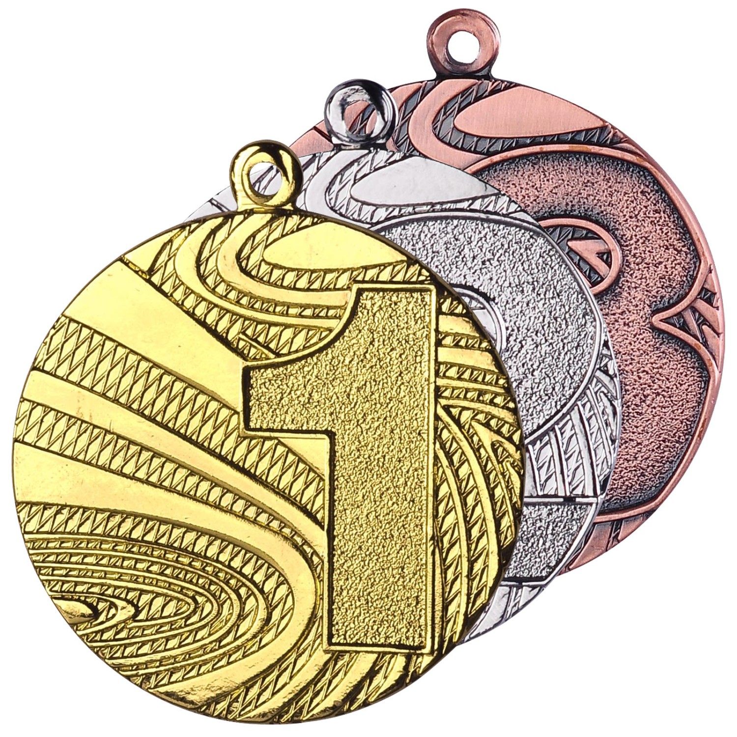 1. Foto Medaillen MMC6040 aus Stahl 40 mm Zahlen 1 2 3 gold silber bronze (Sorte: bronze)