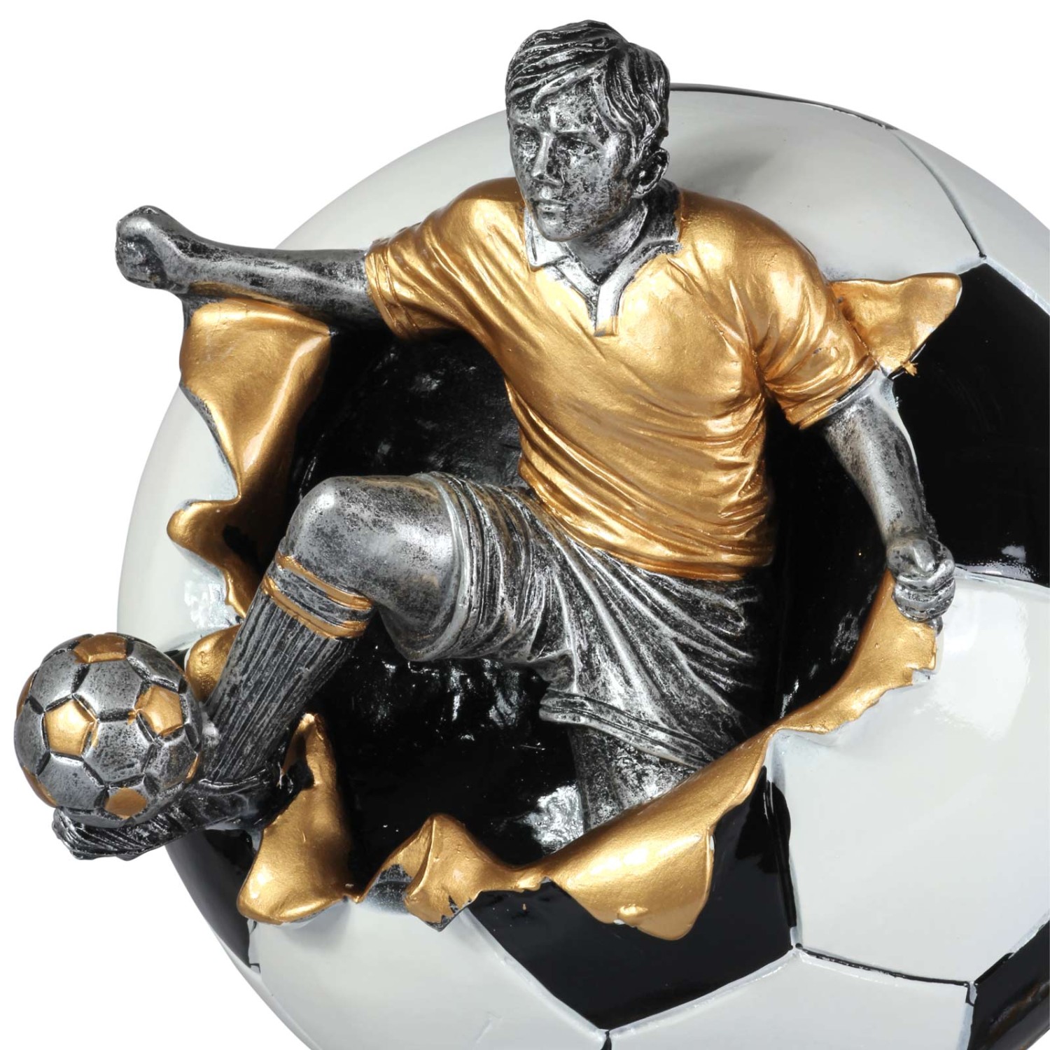 2. Foto Pokal Fußball Lyon aus Resin silber gold handbemalt, 26, 28, 31 oder XXL 80cm (Größe: 31 cm hoch)