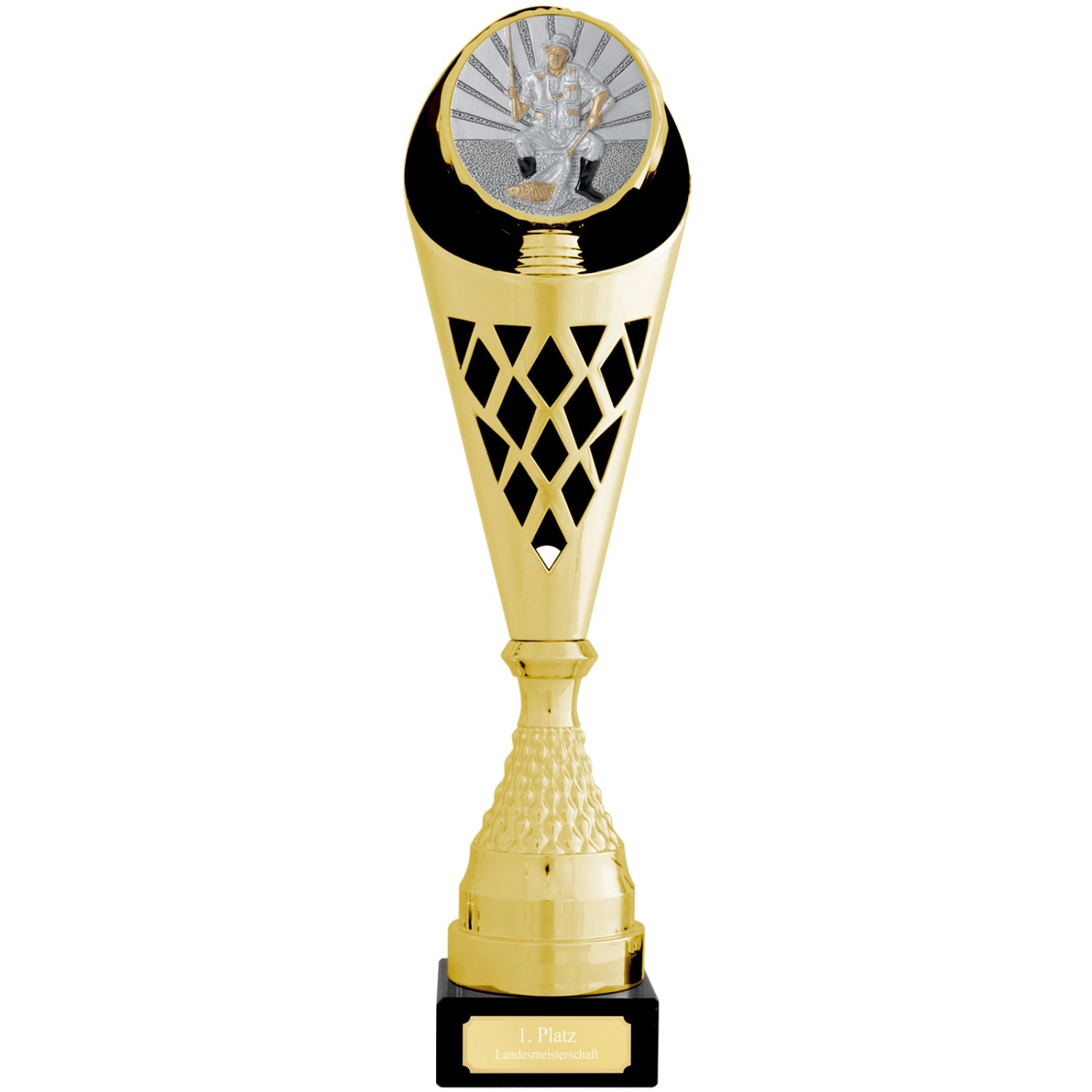 Pokal Angeln CALAIS L 40,5cm Trophäe Gold mit Gravur
