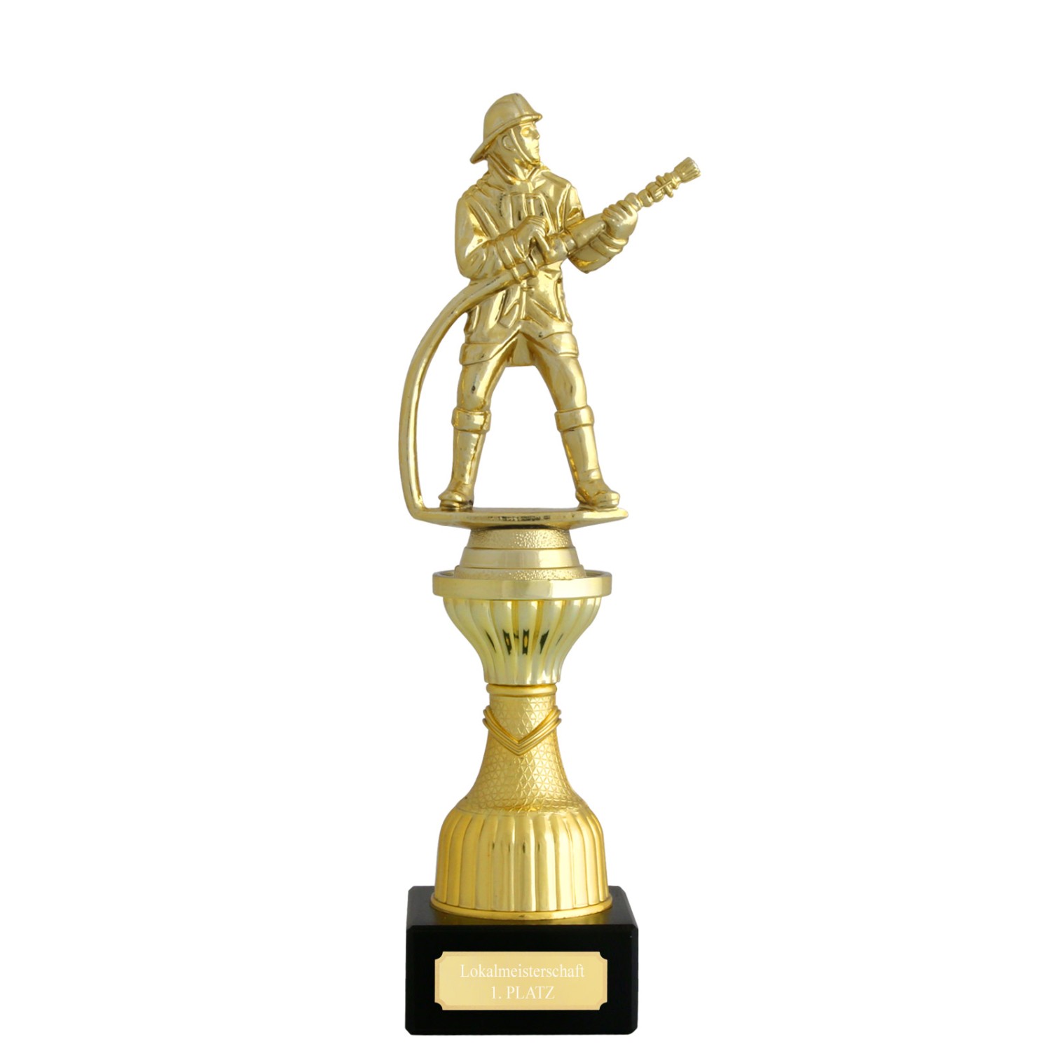 Pokal Feuerwehr CERGY gold mit Gravur (Größe: L 23 cm hoch)