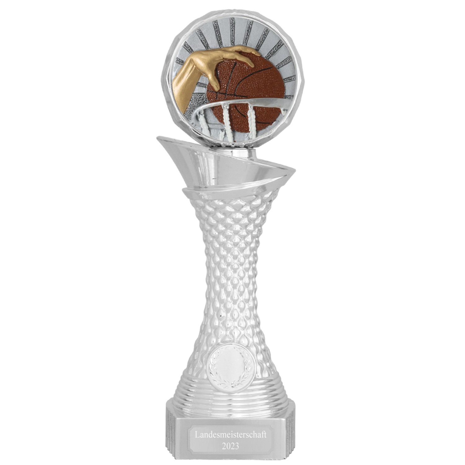 0. Foto Basketball Pokal AVORD silber mit Gravur (Größe: S 23cm hoch)