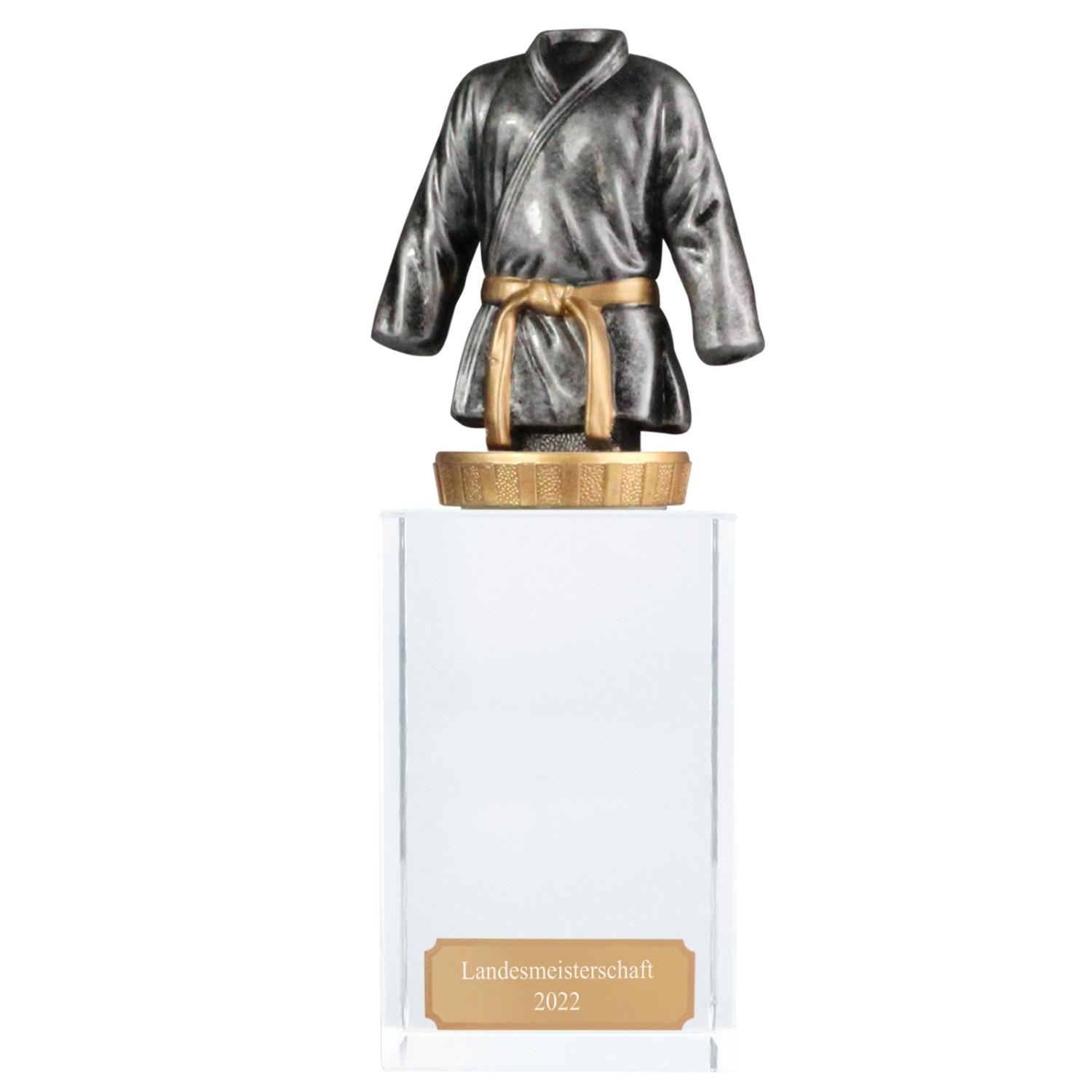 0. Foto Pokal Trophäe Kampfsport Judo Karate Glassockel mit Gravur (Größe: Größe M)