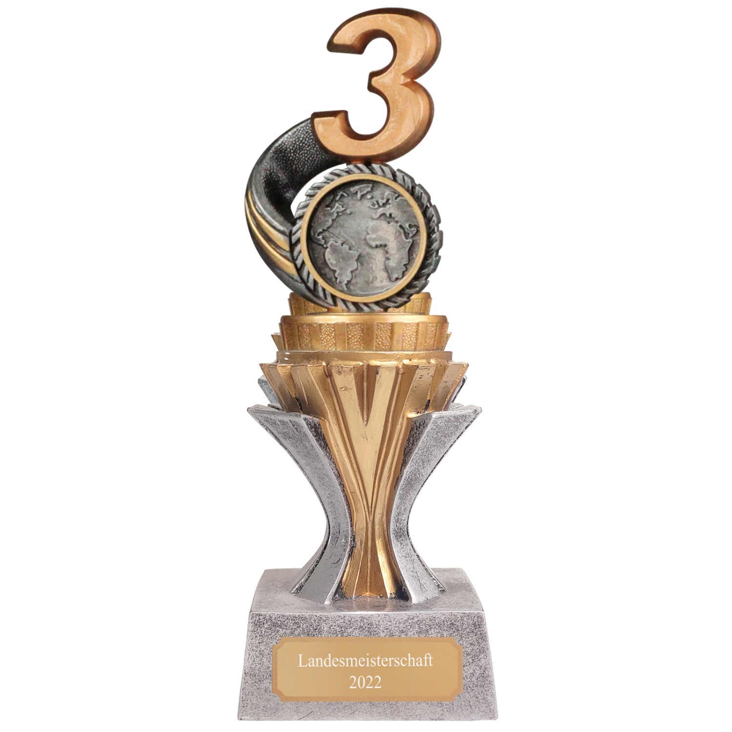 0. Foto Pokal Trophäe Zahl Platz 1 2 3 Serie SALAKA aus Resin PVC 3 Größen (Zahl/Größe: Zahl 3 - Gr. S)