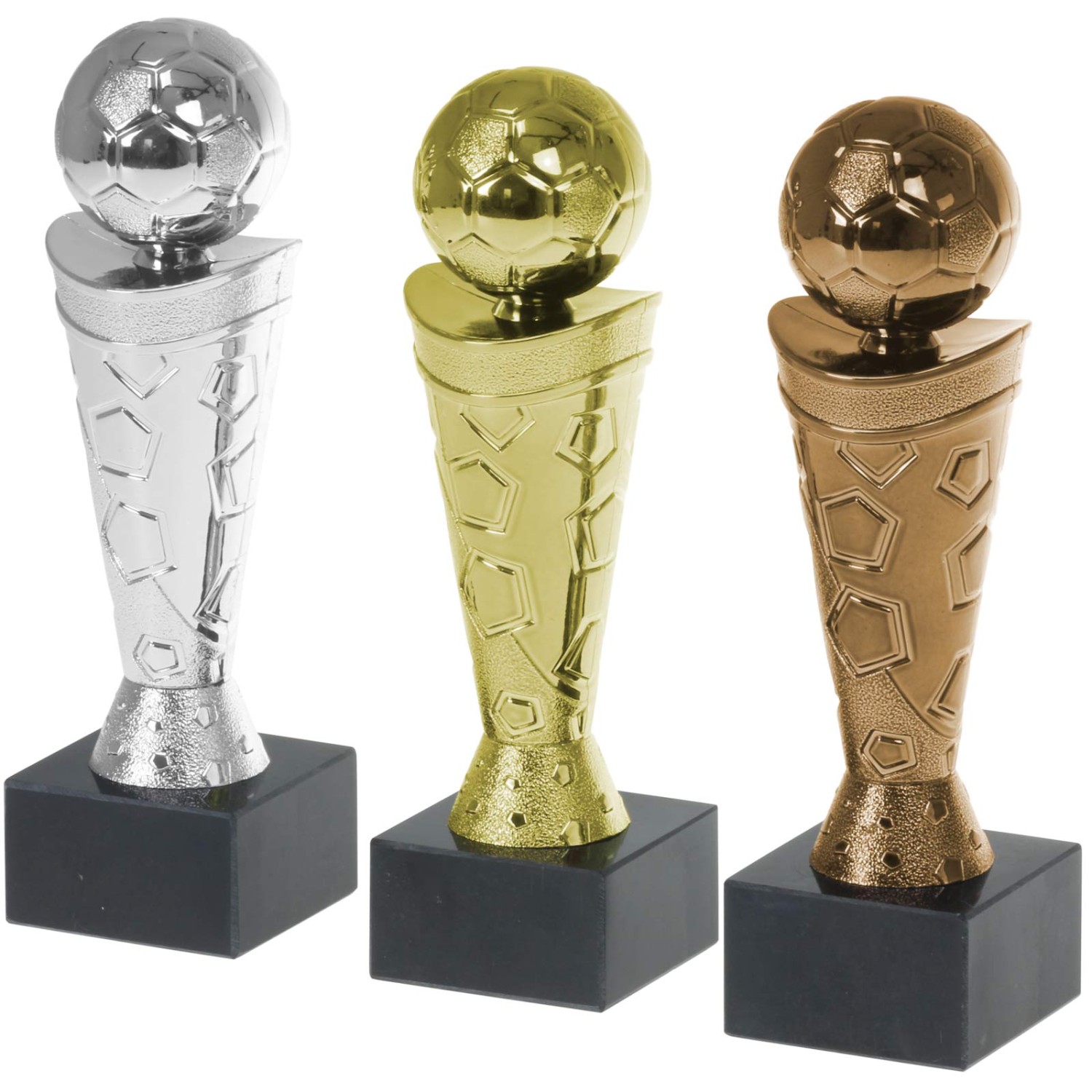 1. Foto Pokal Fußball Nizza Gold Silber Bronze auch als Set PVC Trophäe Figur 18cm hoch (Sorte: silber)