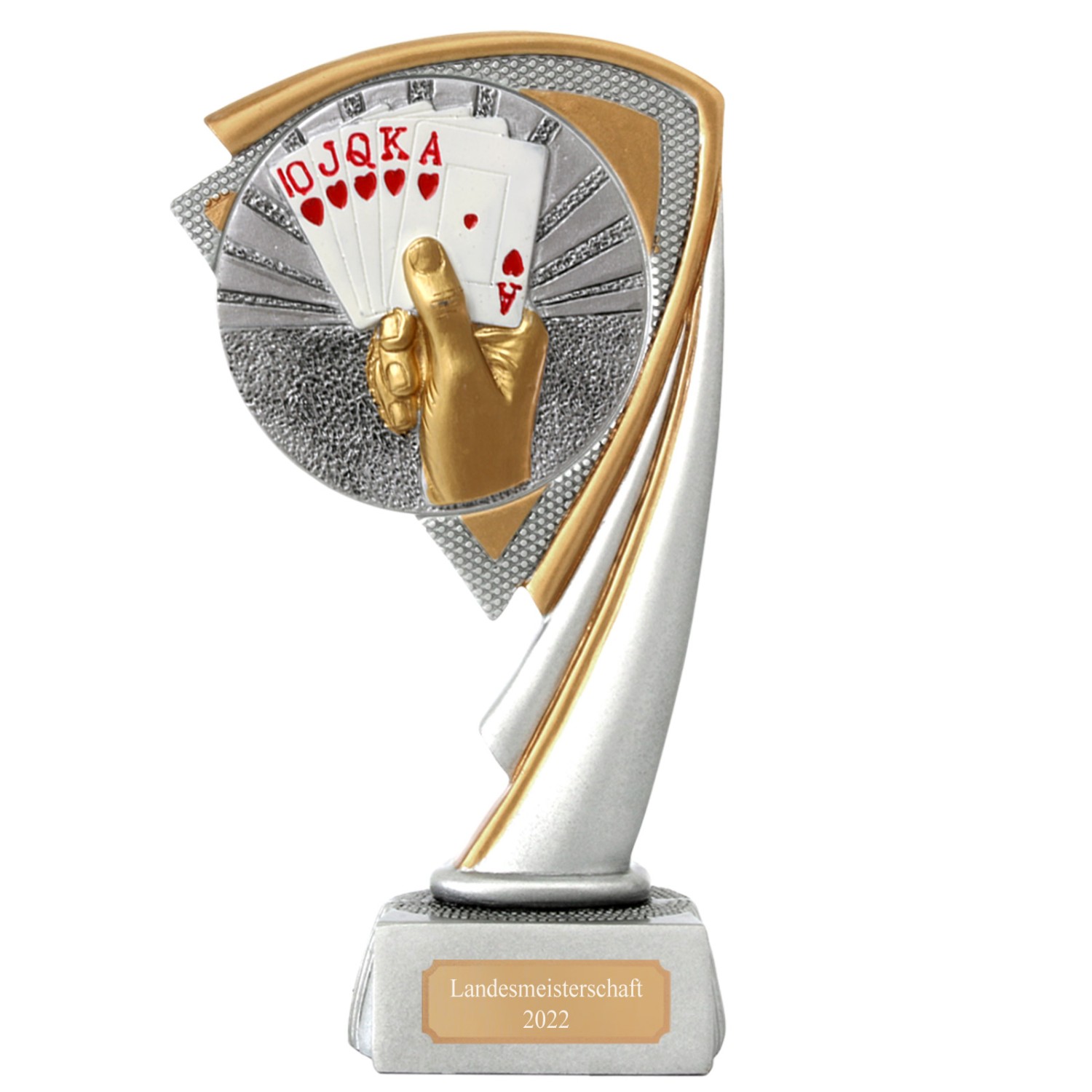 Skat Poker Pokal CROZON Karten Trophäe mit Gravur (Größe: Größe M 17cm)