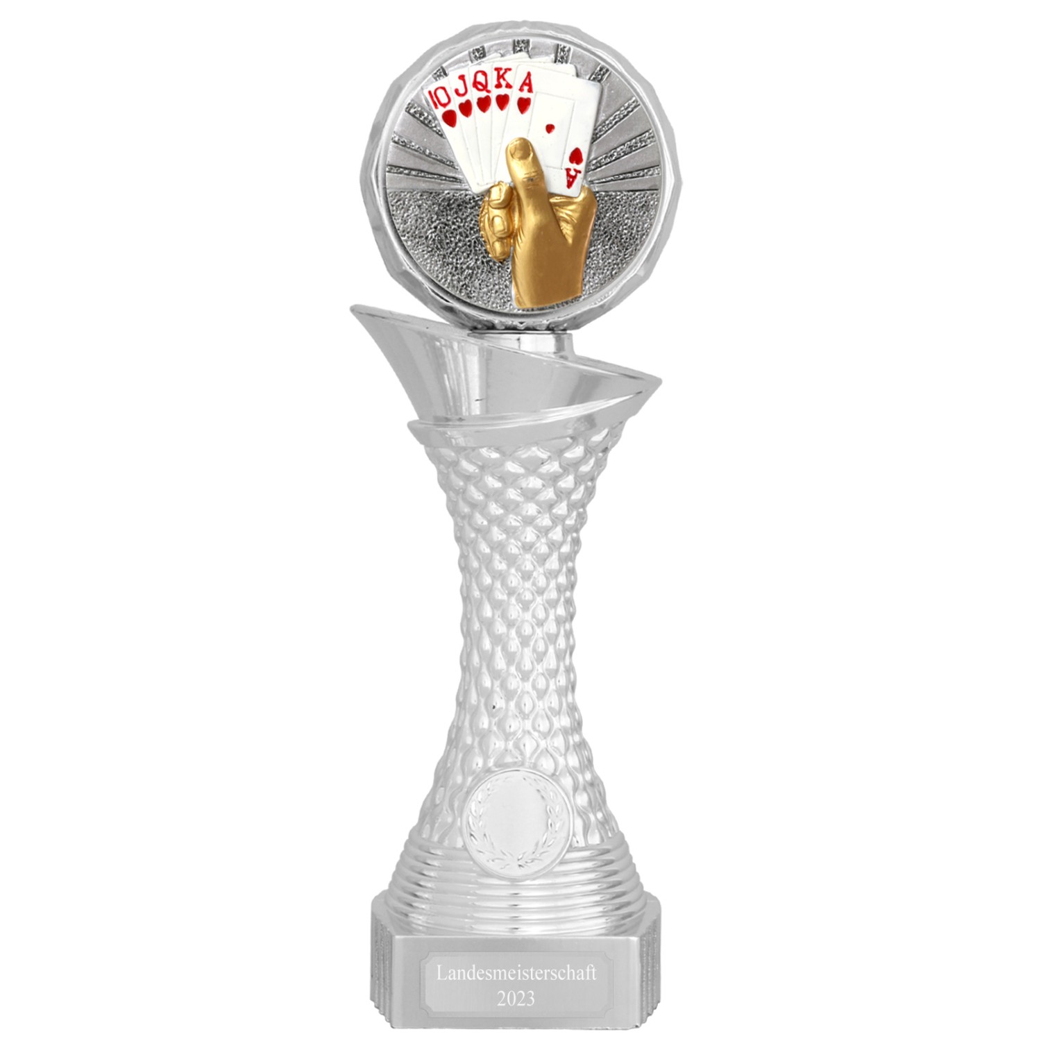 0. Foto Skat Poker Pokal AVORD Karten Trophäe mit Gravur (Größe: L 27cm hoch)