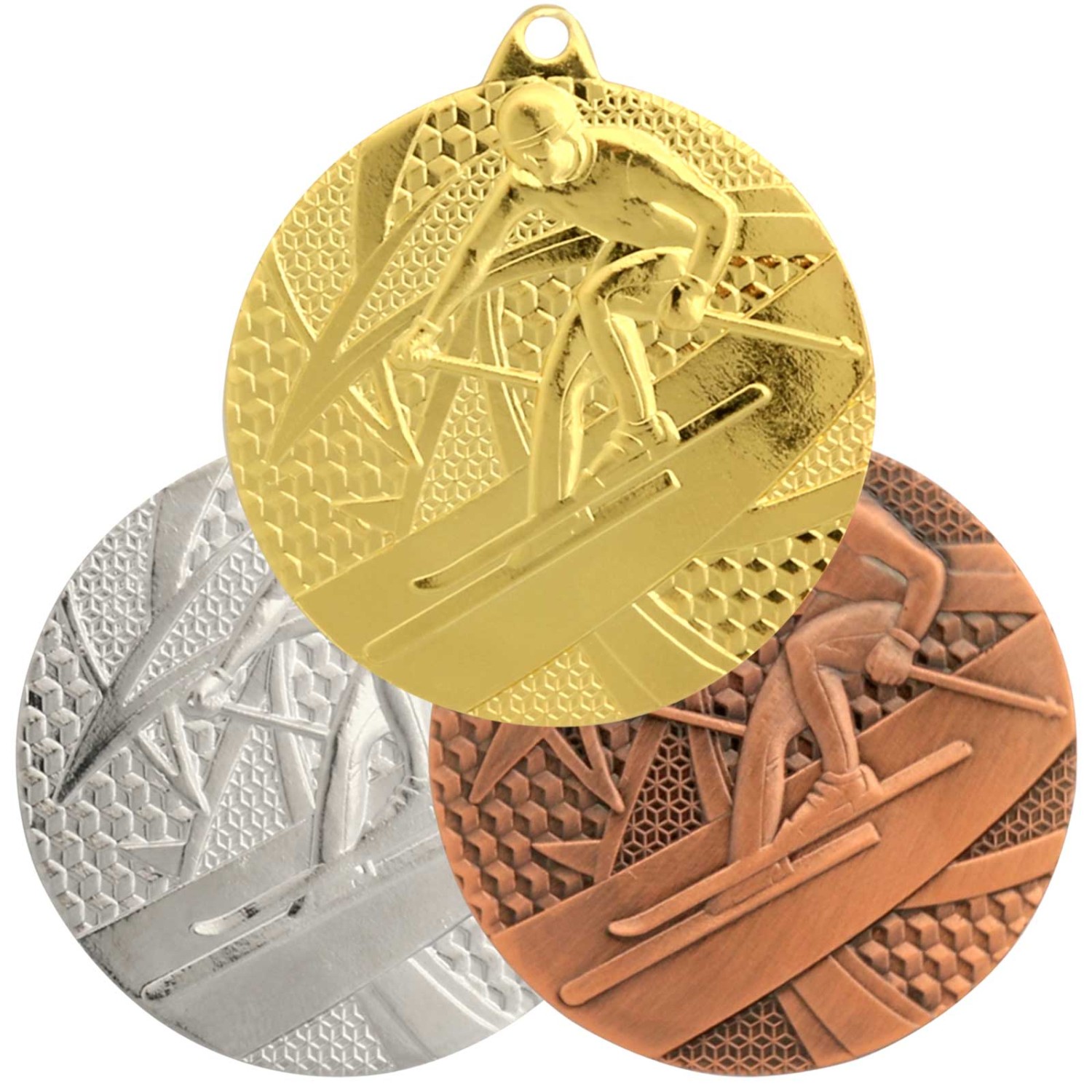 0. Foto Medaille Ski Wintersport Abfahrt gold silber bronze 50 mm Stahl (Sorte: Set je 1x gold / silber / bronze)