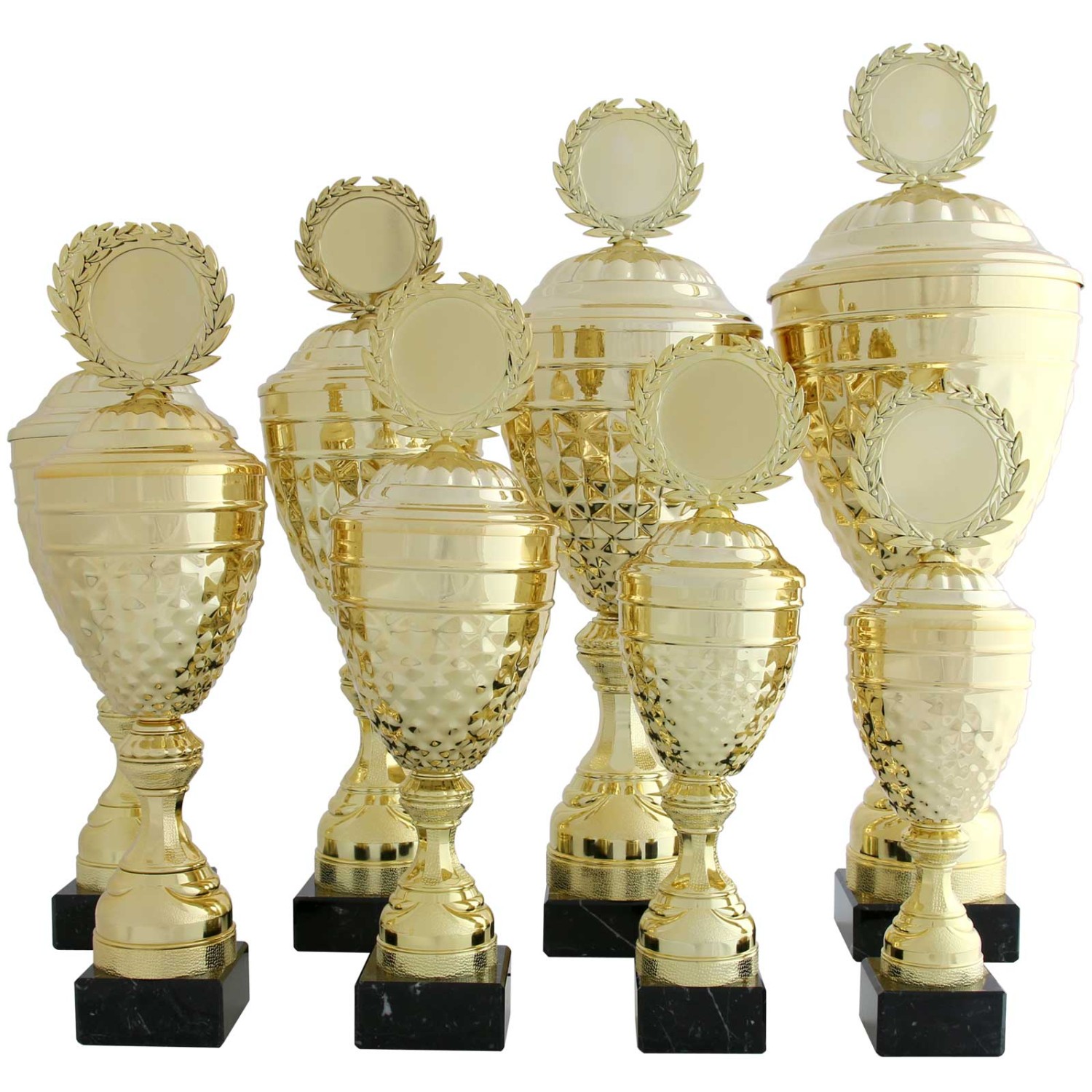 2. Foto Pokal ALBI Pokalset Metall gold mit Deckel 8 Größen mit Gravur (Höhe: 49 cm hoch)