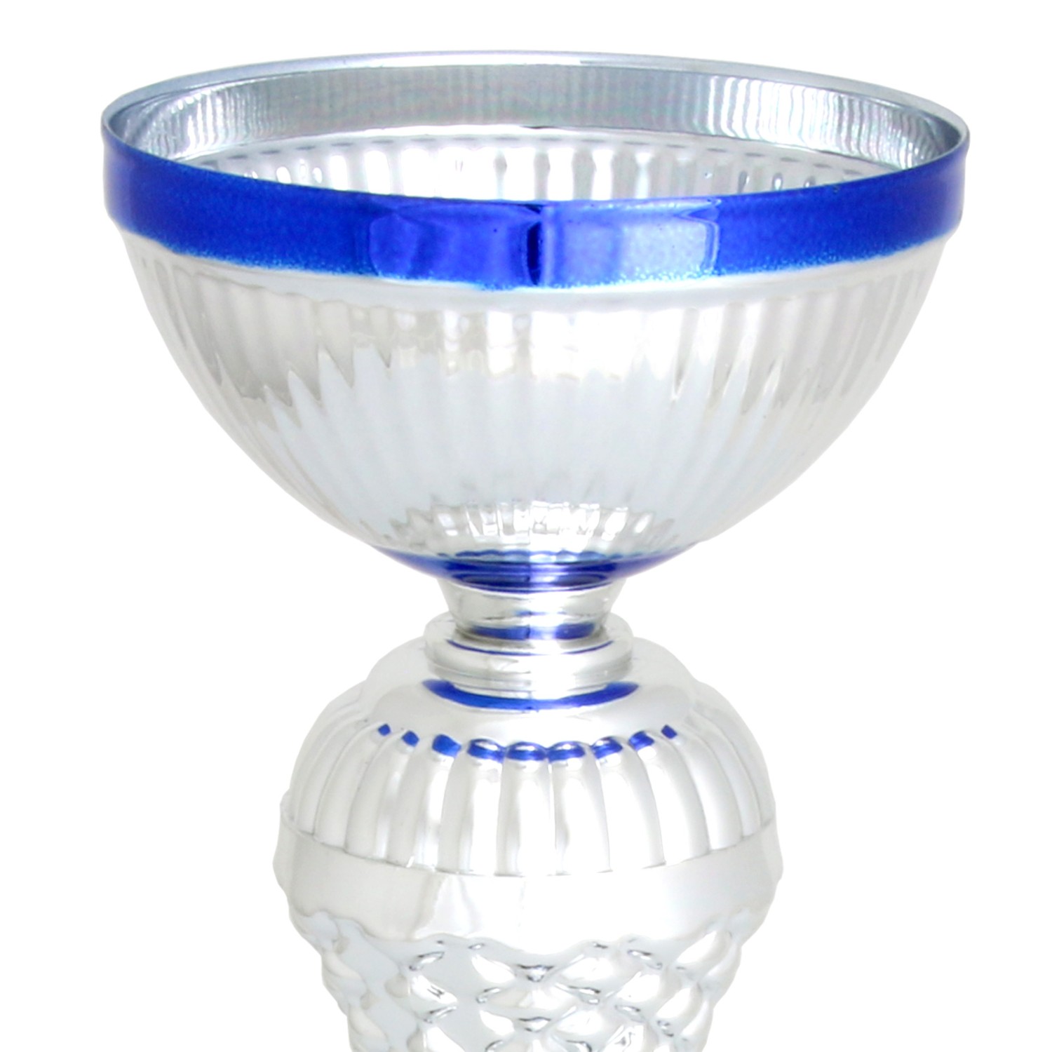 2. Foto Pokal Trophäe GORRON 3 Größen silber blau Steinsockel mit Gravur (Größe: Größe M)