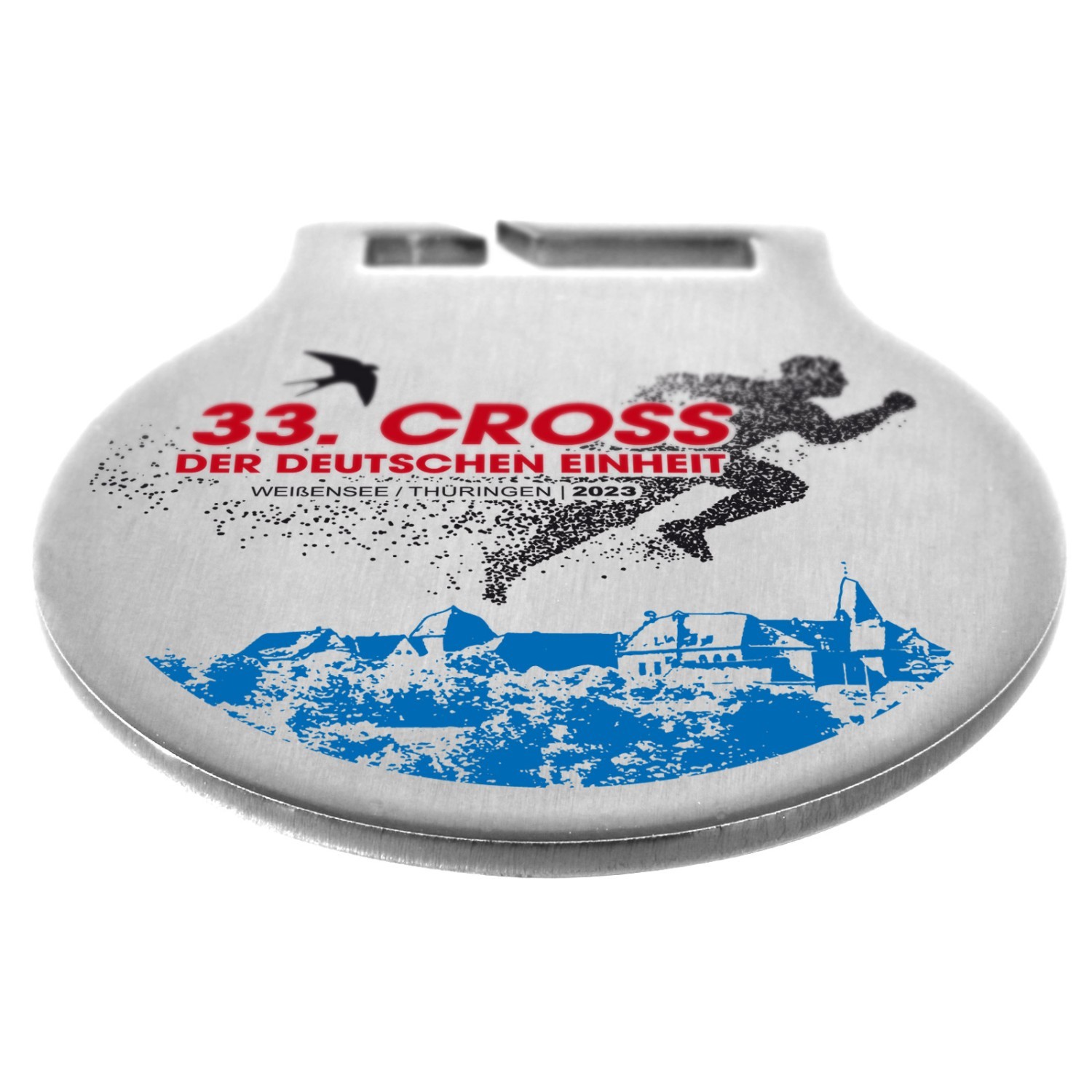 3. Foto Medaille VIRA 70mm SILBER mit Druck und Band schwarz rot gold