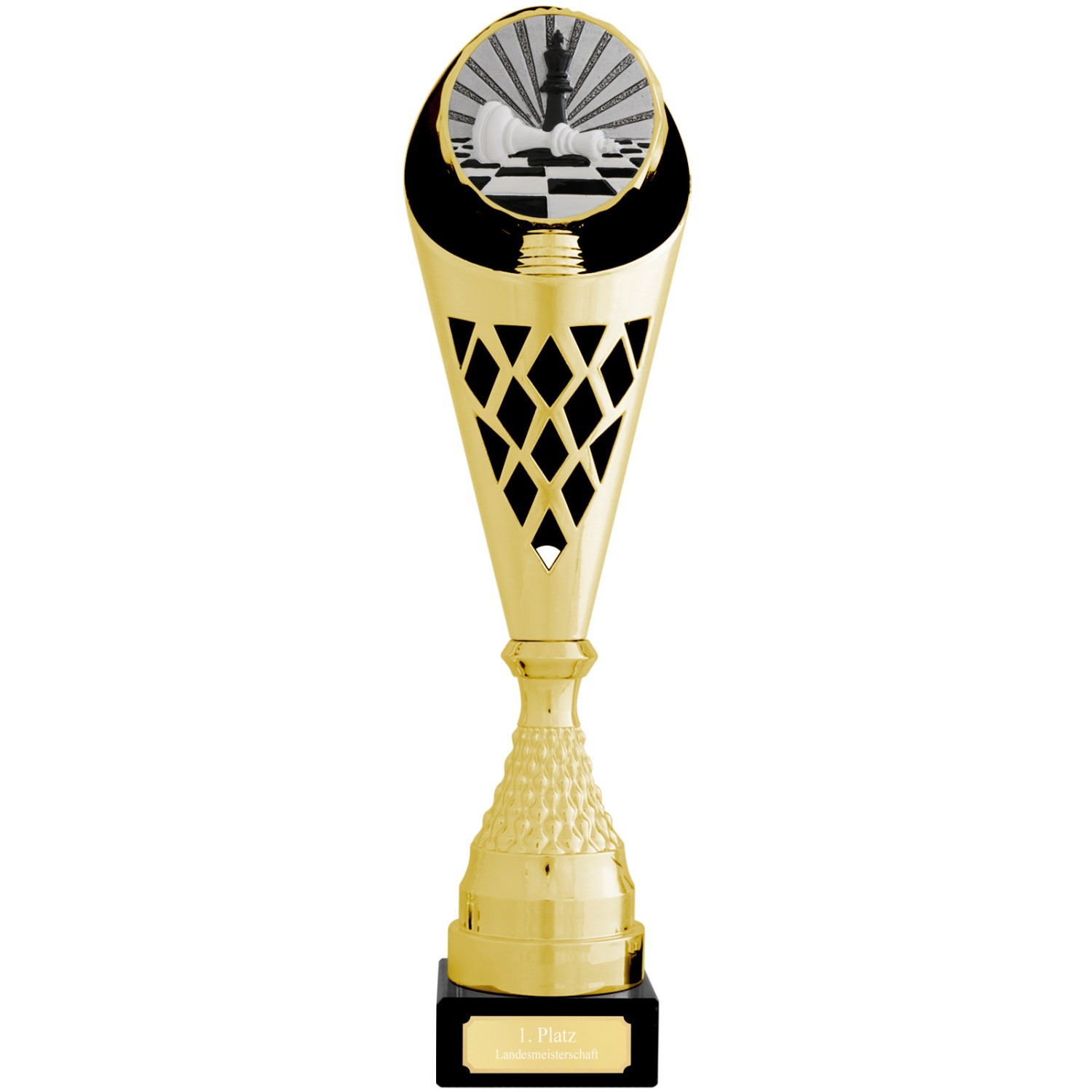 Pokal SCHACH CALAIS L 40,5cm Trophäe Gold mit Gravur