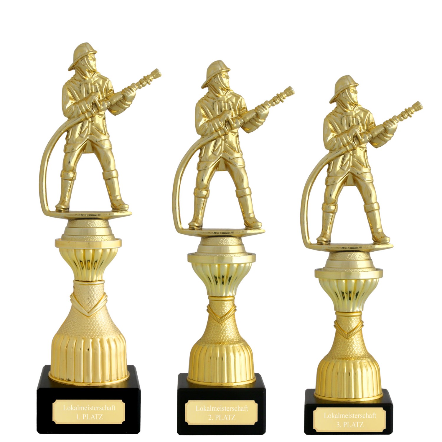 Pokal Feuerwehr CERGY gold mit Gravur (Größe: Set mit je 1x S, M und L)