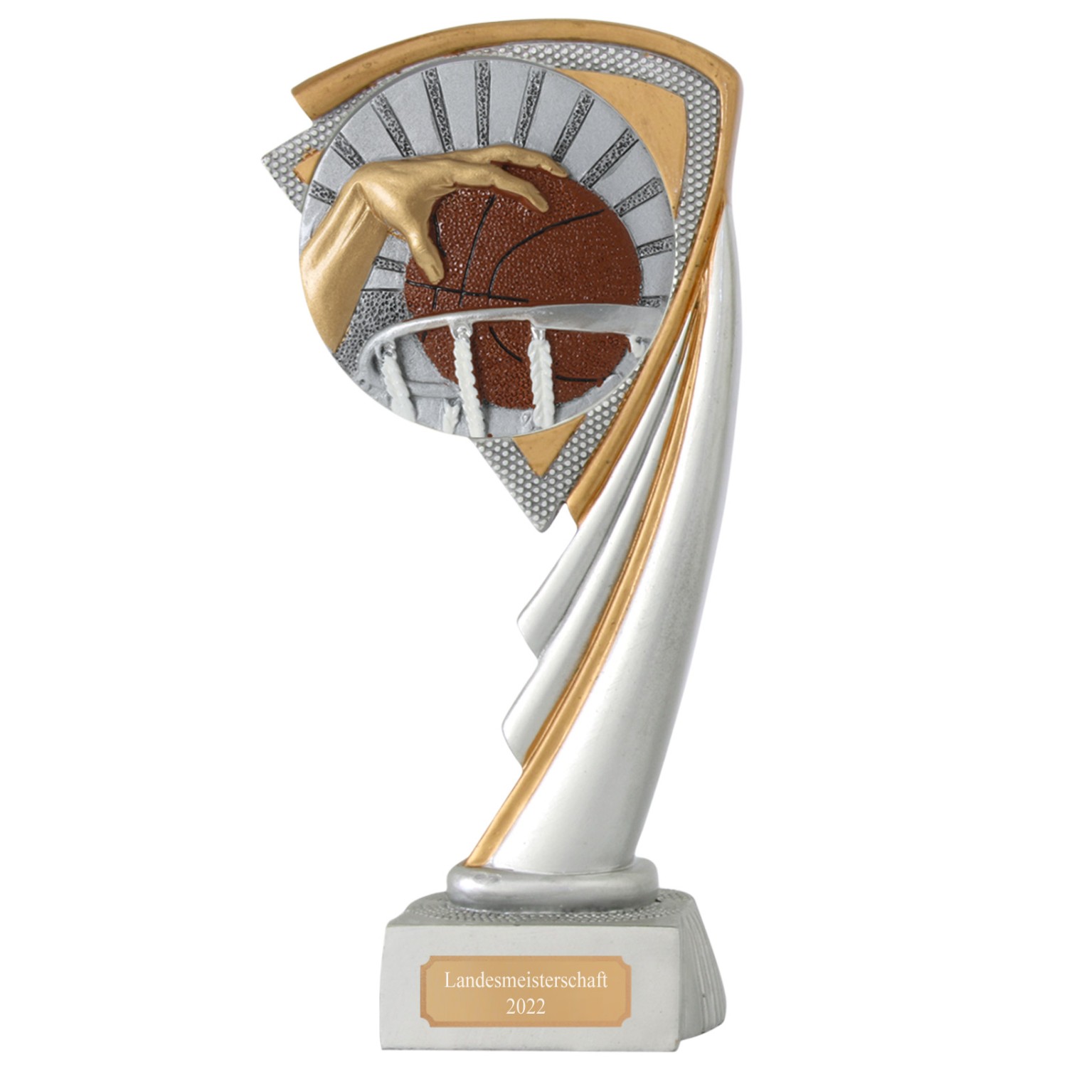 Basketball Pokal CROZON Trophäe mit Gravur (Größe: Größe L 19cm)