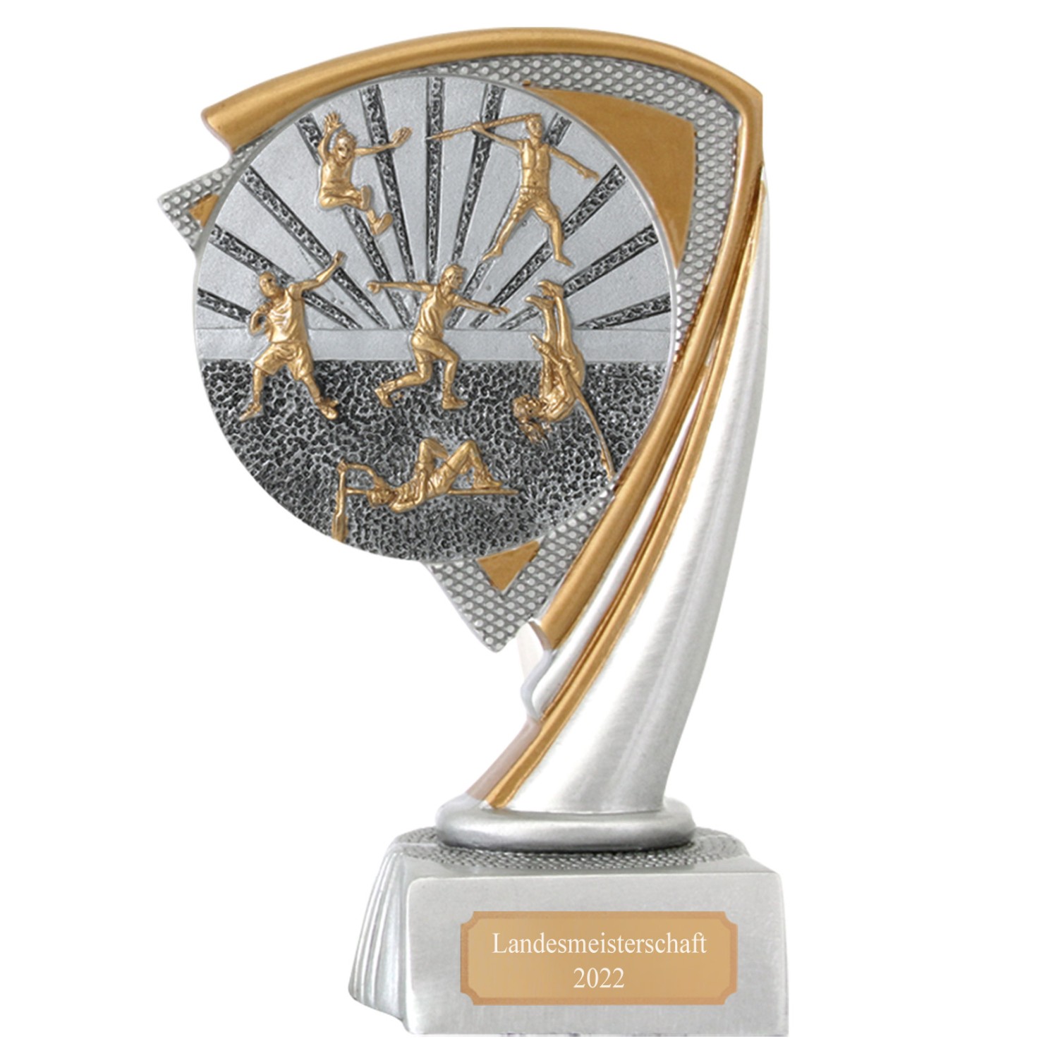 Leichtathletik Pokal CROZON Mehrkampf Trophäe mit Gravur (Größe: Größe S 14,5cm)
