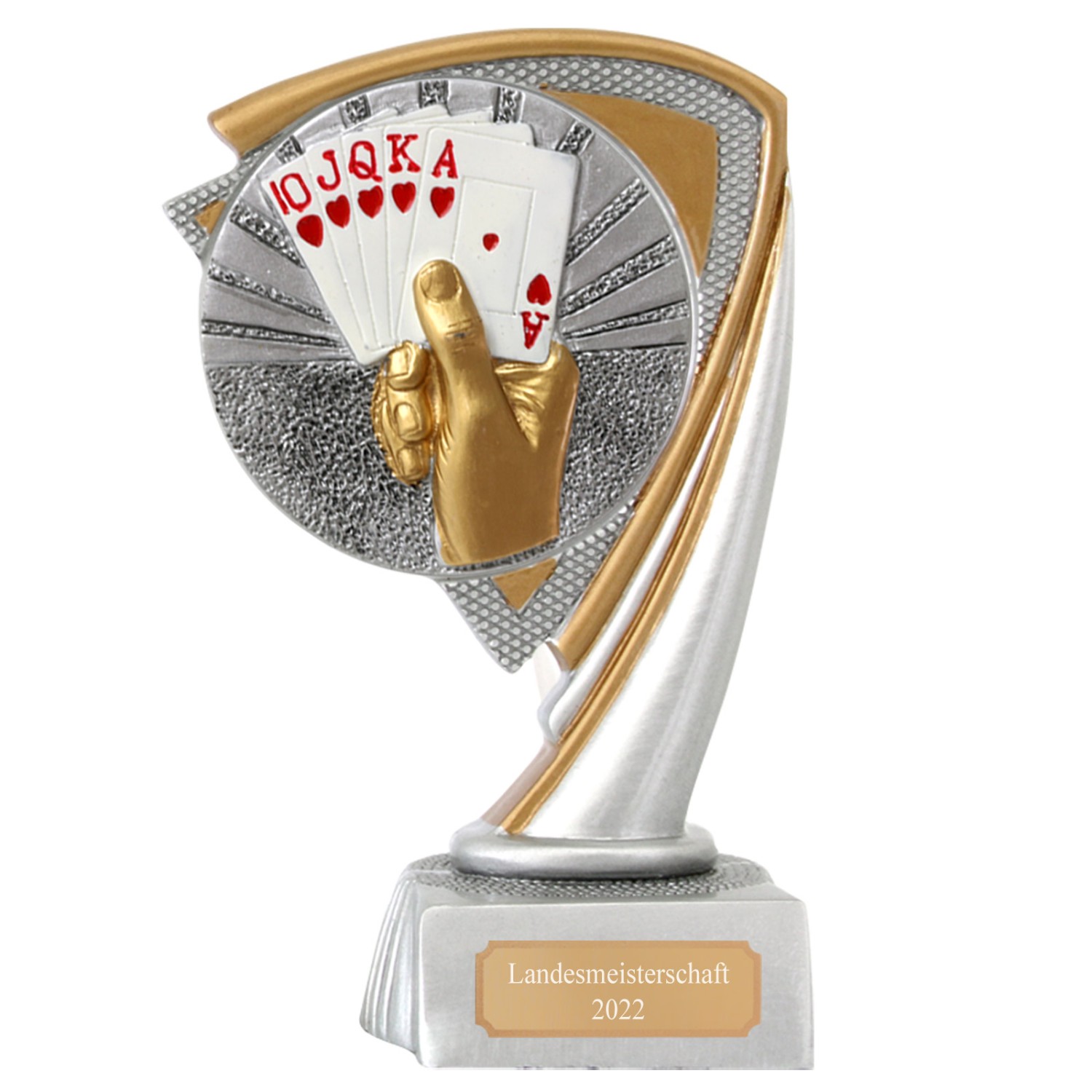 Skat Poker Pokal CROZON Karten Trophäe mit Gravur (Größe: Größe S 14,5cm)
