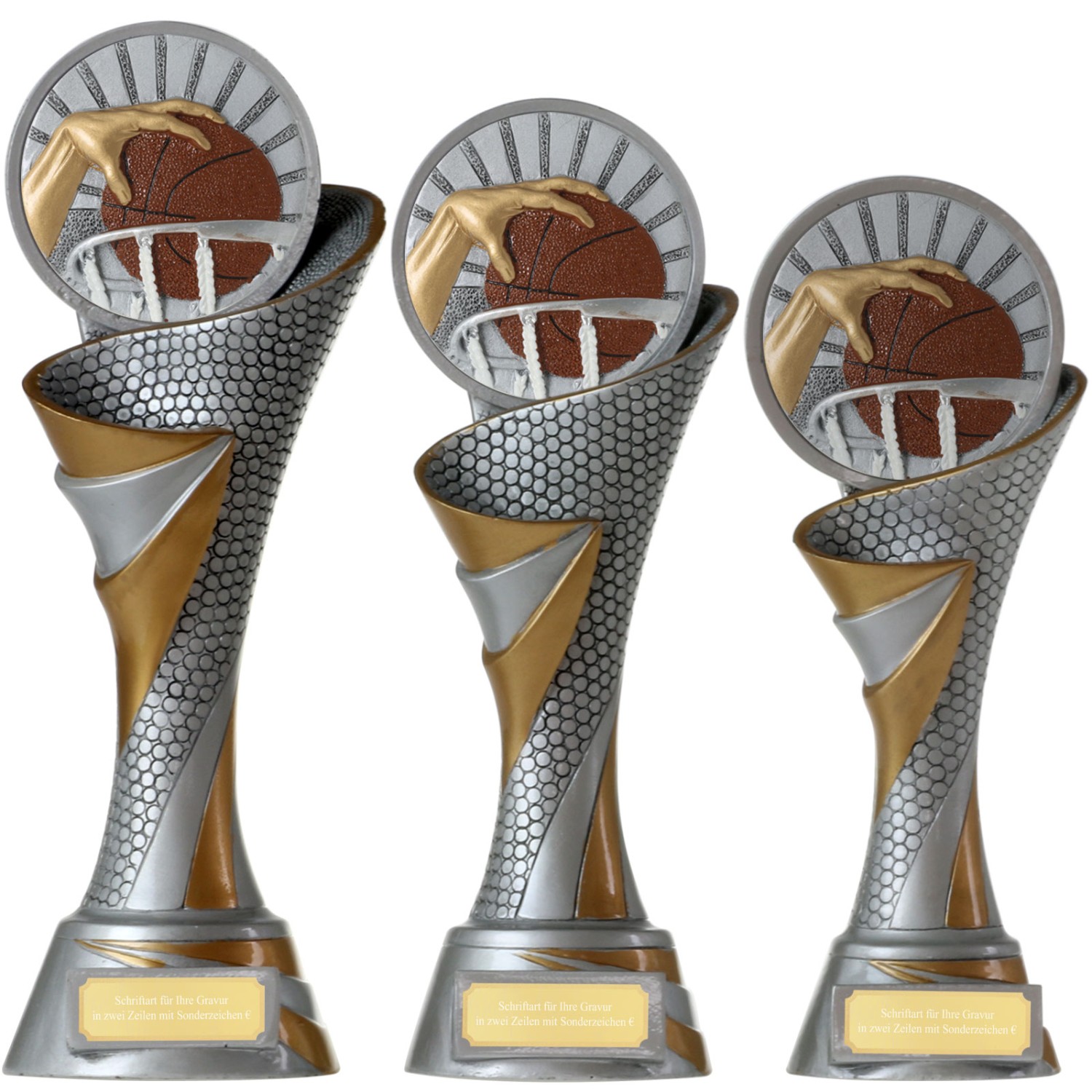 0. Foto Basketball FG Pokal Trophäe 3 Größen mit Gravur (Größe: Set je 1x S, M und L)