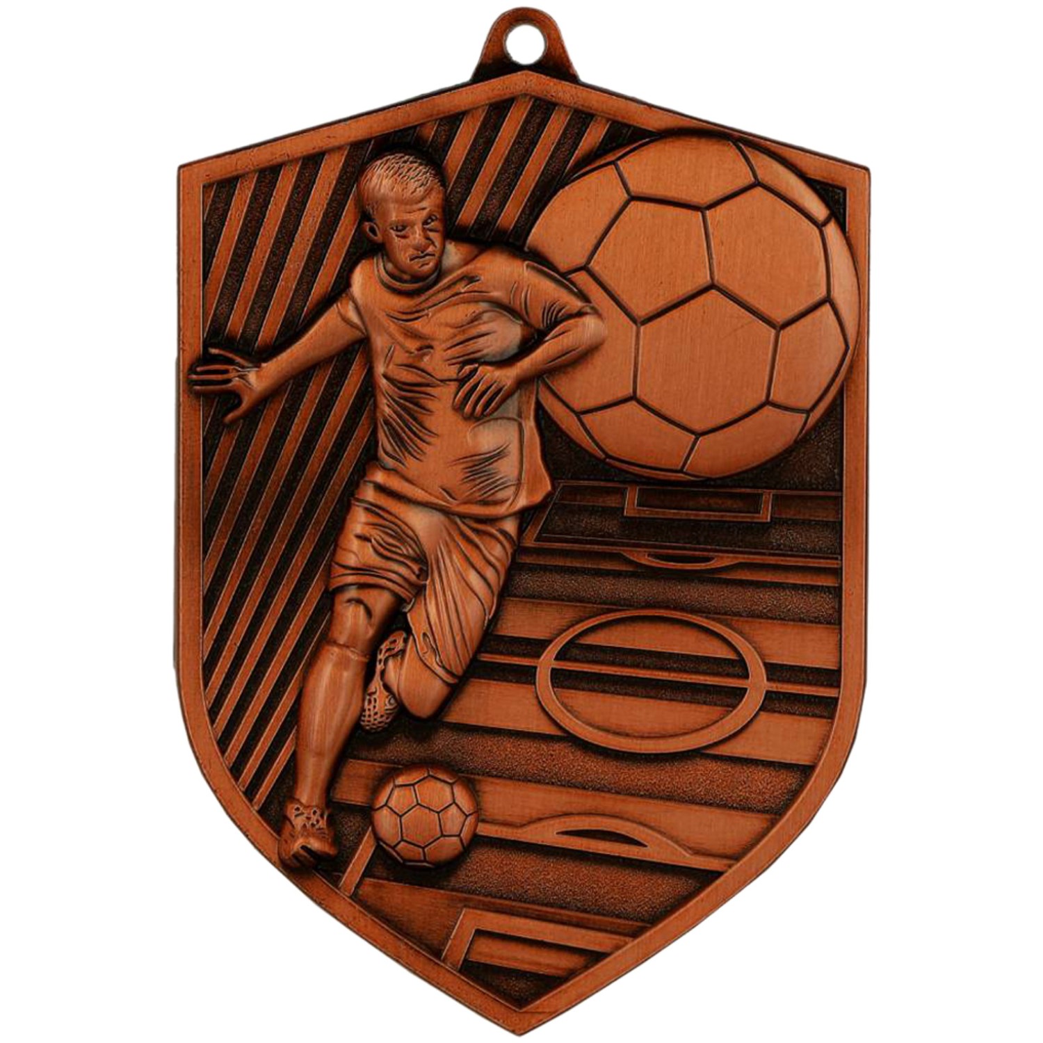 Medaille LEZAY Fußball XL Bronze Guss Wappenform 8,5cm