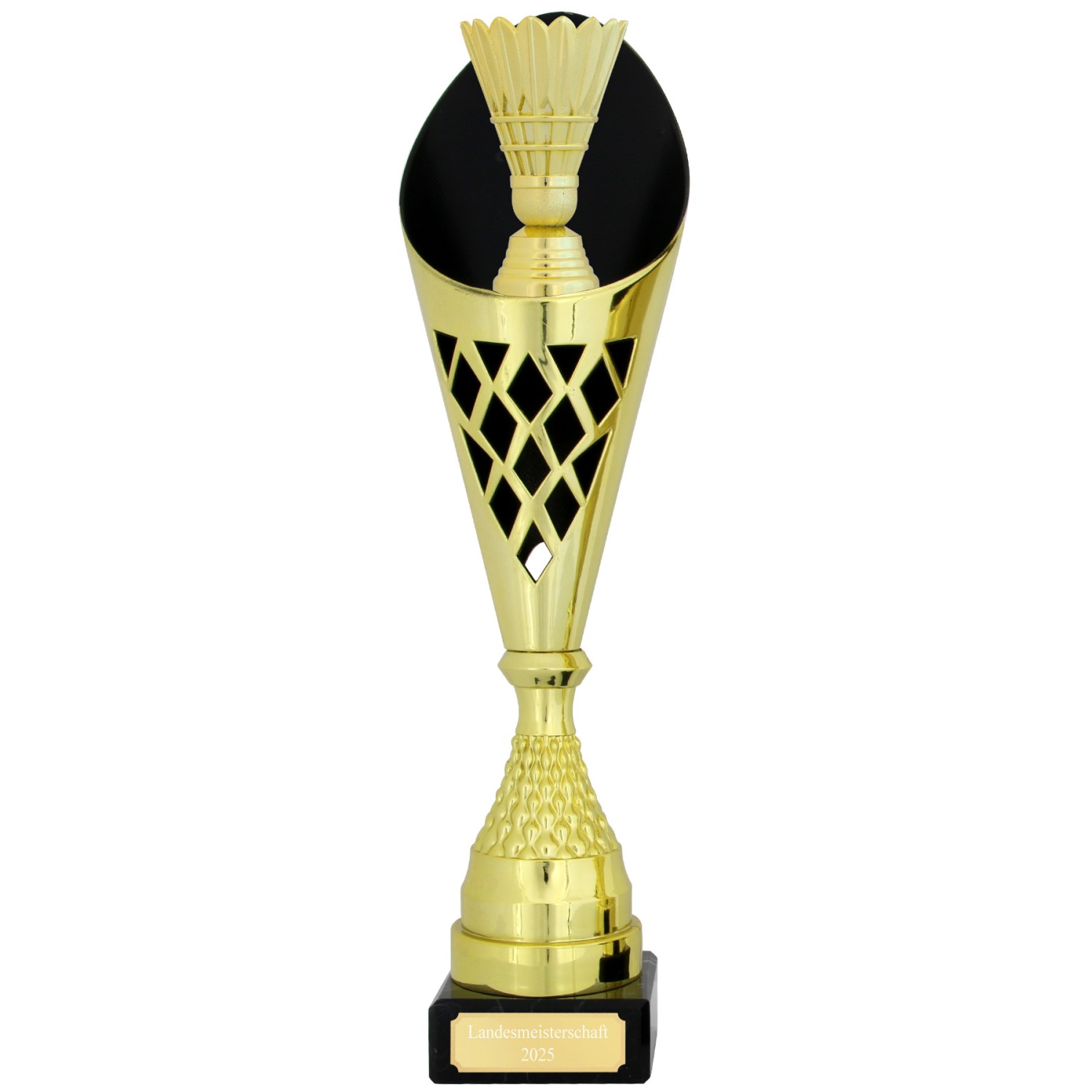Pokal Set Andres Badminton Federball Trophäe Gold mit Gravur (Größe: L)
