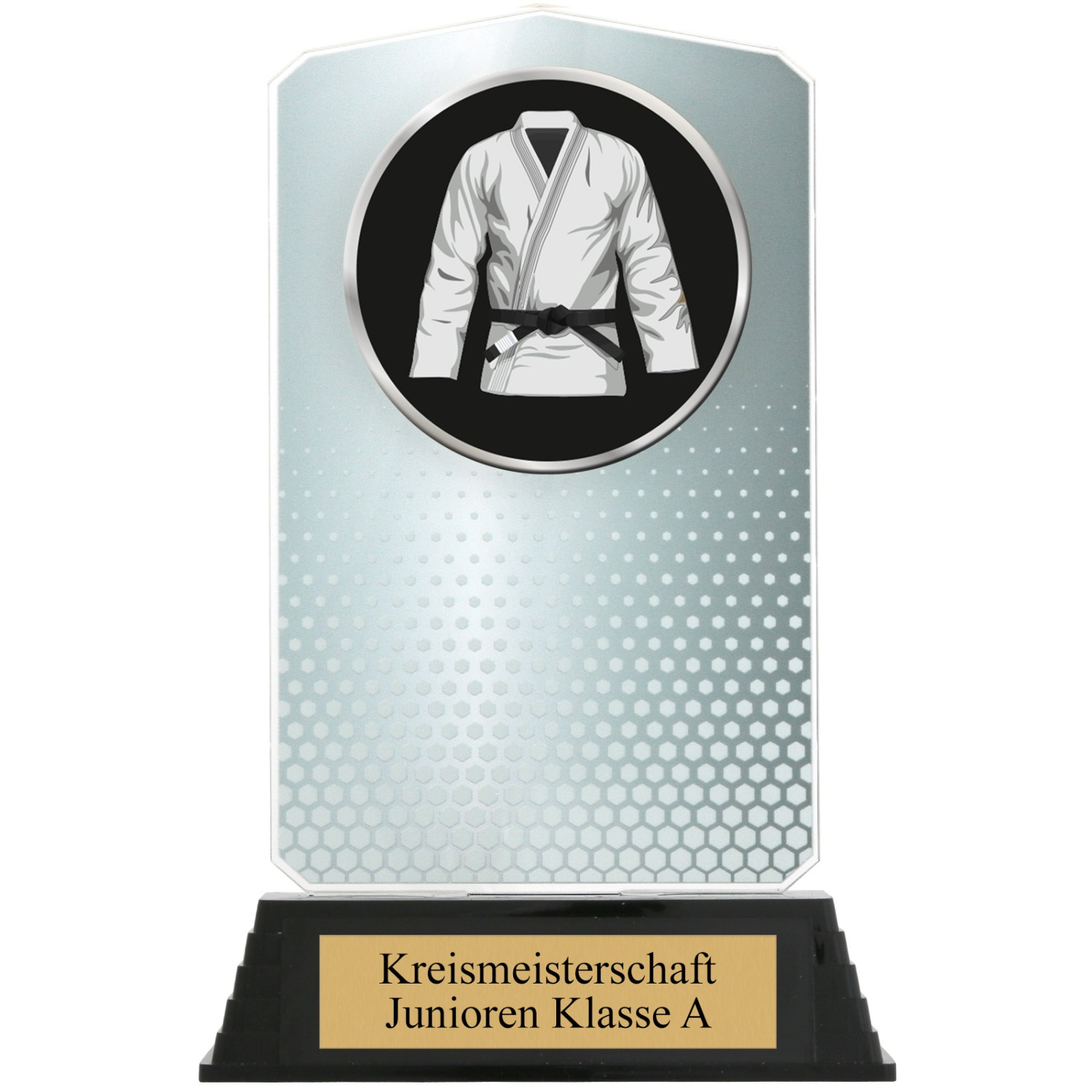 3. Foto Pokal Set Judo Kampfsport HUPPY Acryl 3 Stück Gold Silber Bronze mit XL Gravur