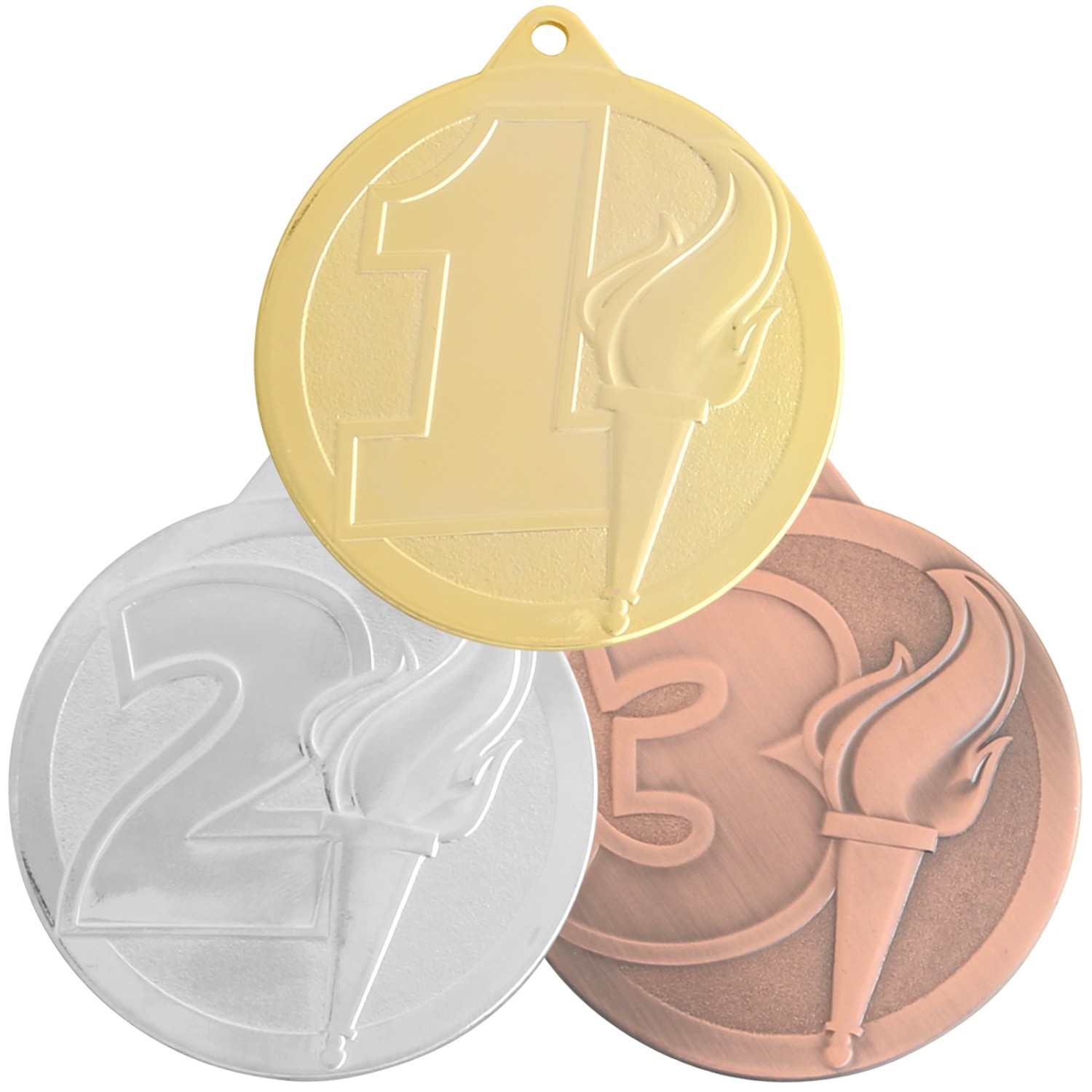 0. Foto Medaille TORCHE SET mit Gold, Silber und Bronze 60mm