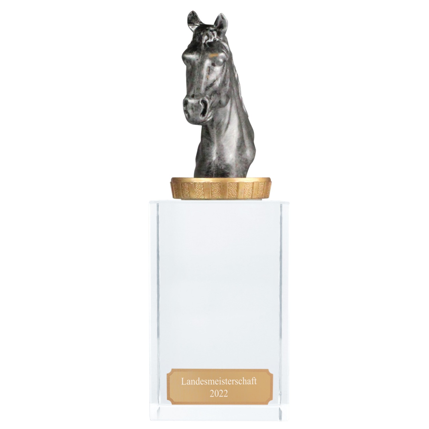 Pokal Trophäe Reiten Pferde mit Glassockel Glaspokal (Größe: Größe M)