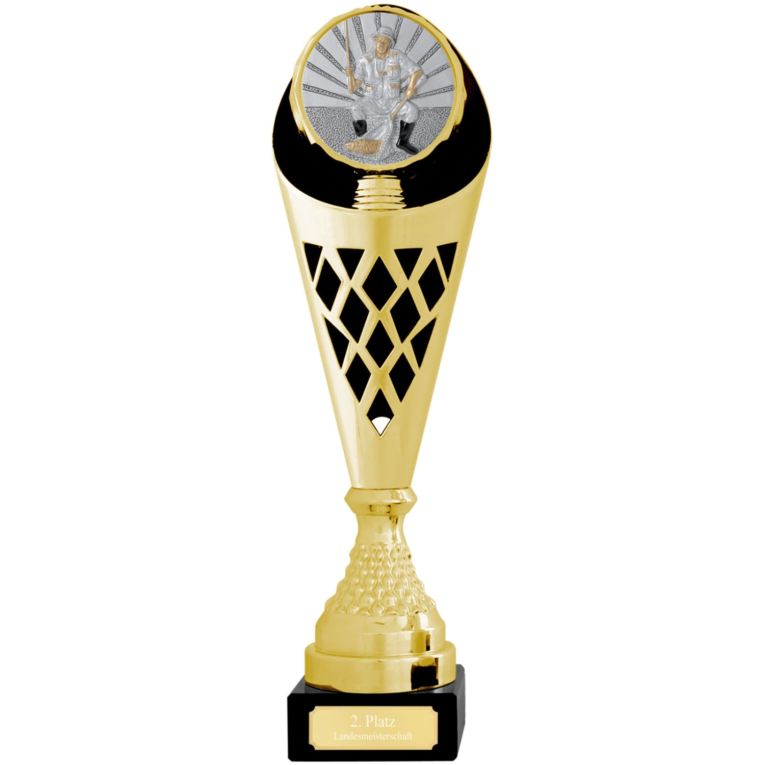 Pokal Angeln CALAIS M 37,5cm Trophäe Gold mit Gravur