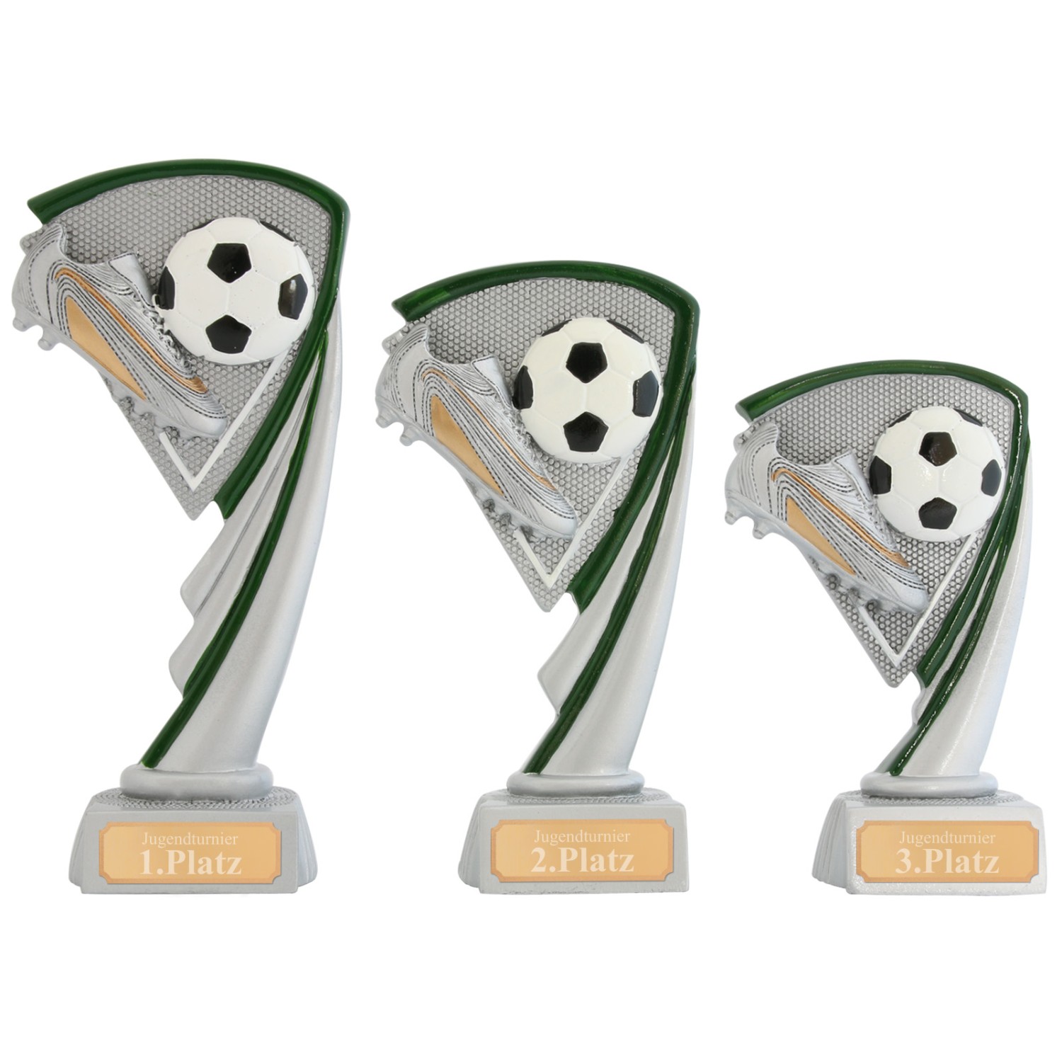 0. Foto Fußball Schuh Pokal Trophäe Arras 3 Größen mit Gravur (Größe: 3er Set je 1 x 14,5, 17 und 19 cm)