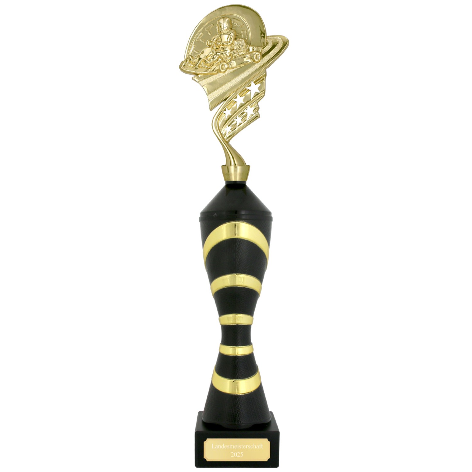 Pokal Kart L Rennen Serie Nisko Schwarz Gold mit Gravur