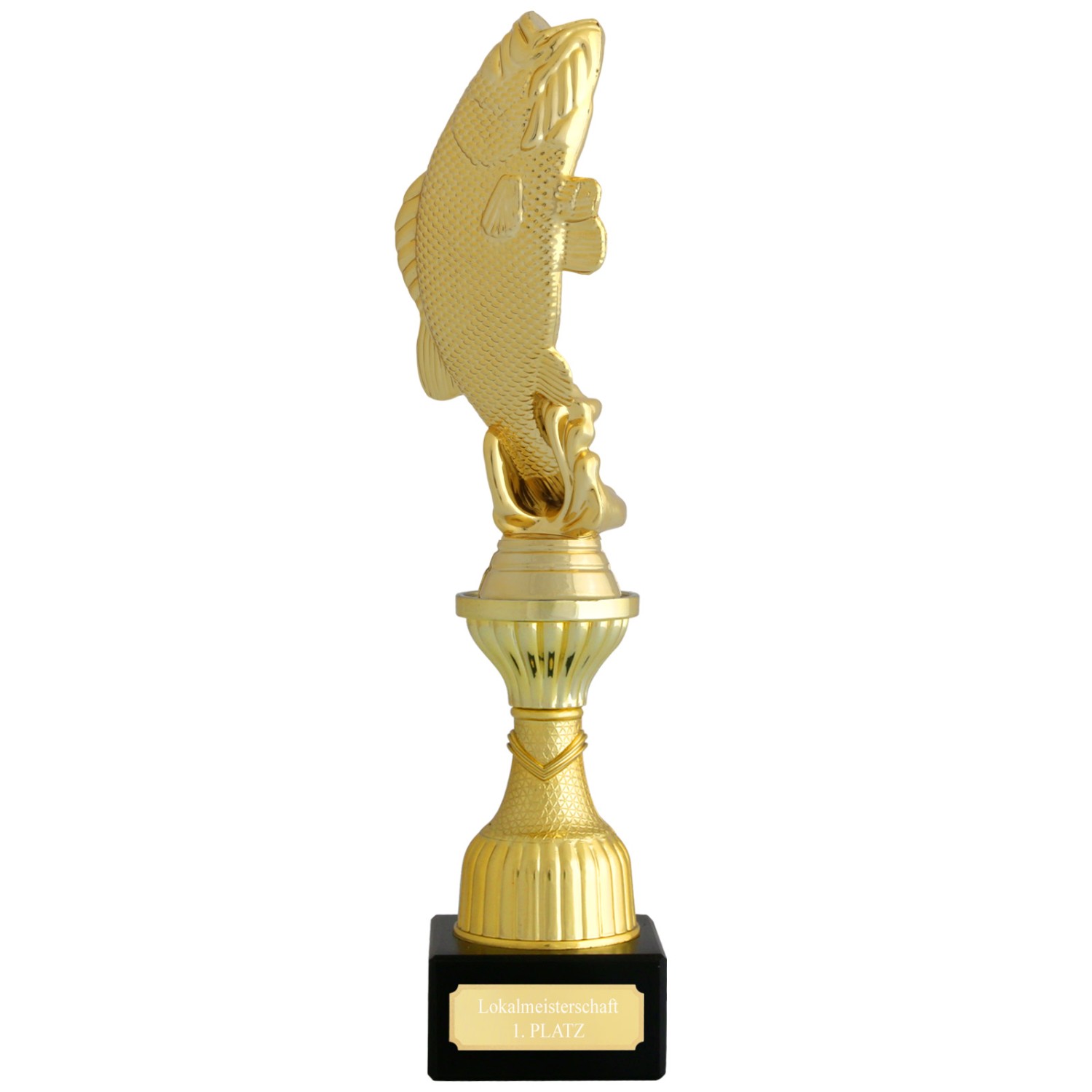 1. Foto Pokal FISCH Angeln CERGY gold mit Gravur (Größe: M 22 cm)