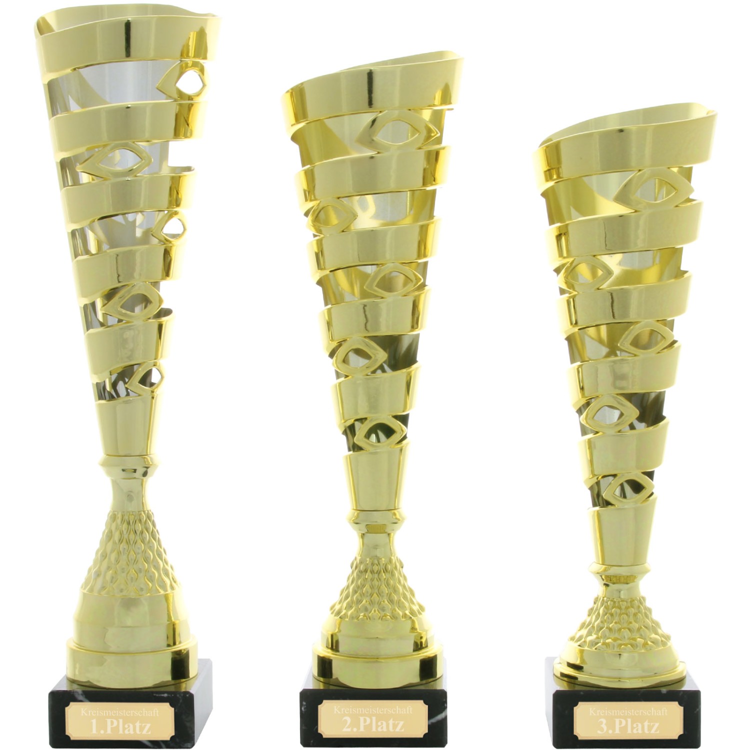 3. Foto Pokal Pokalset MACON gold 3 Größen mit Gravur (Größe: Größe M 36 cm)