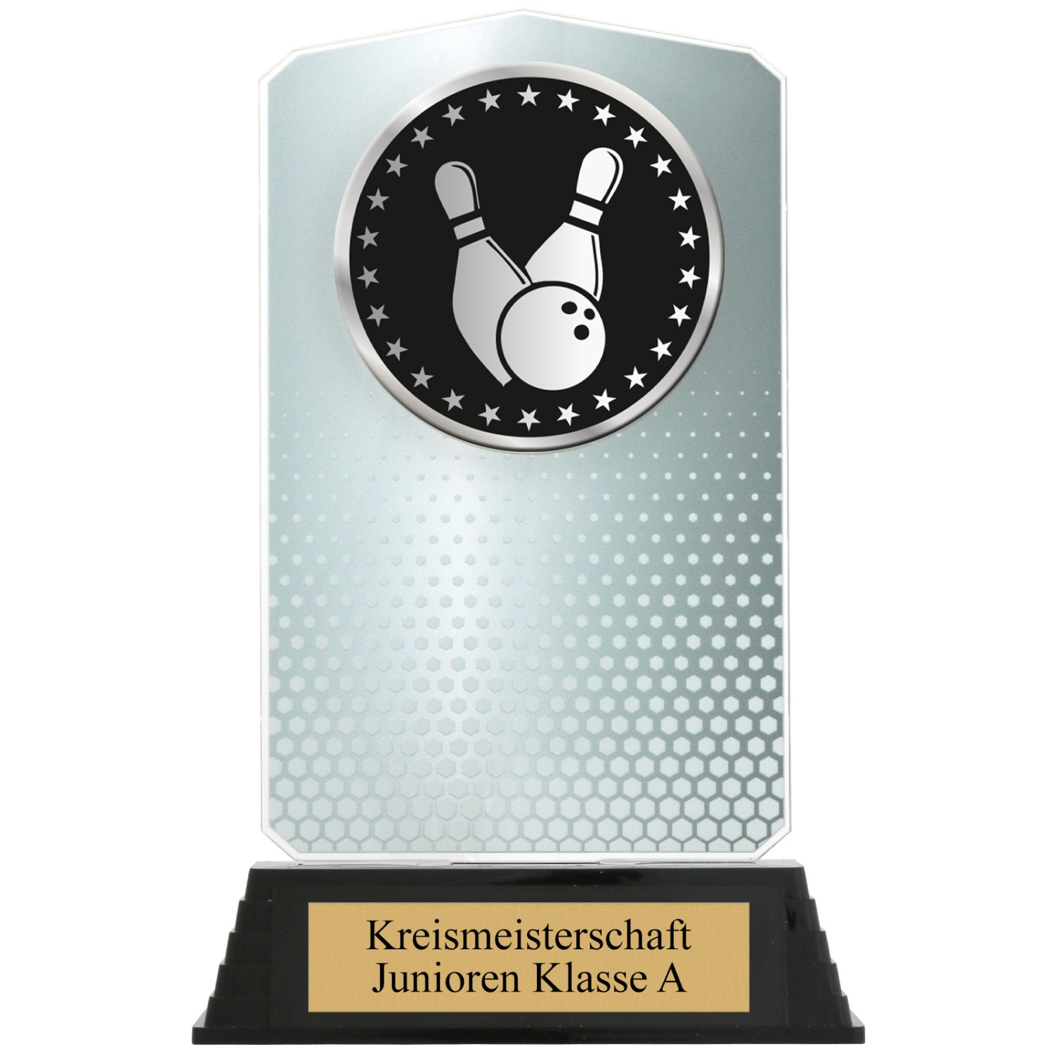 0. Foto Pokal Bowling HUPPY Silber Acryl mit XL Gravur