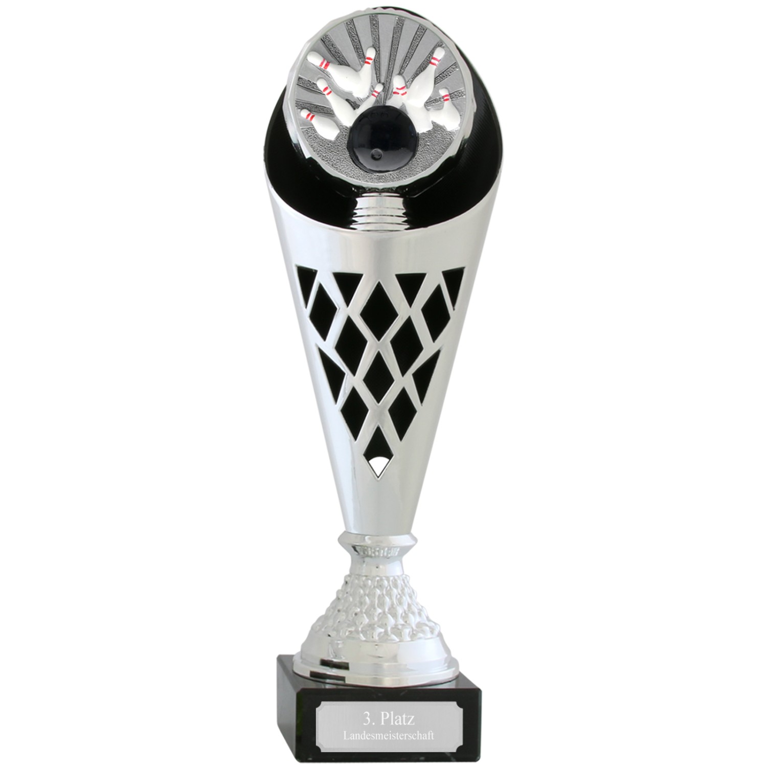 0. Foto Pokal Bowling Serie VERDUN Trophäe silber groß mit Gravur (Größe: Größe S 33,5 cm)