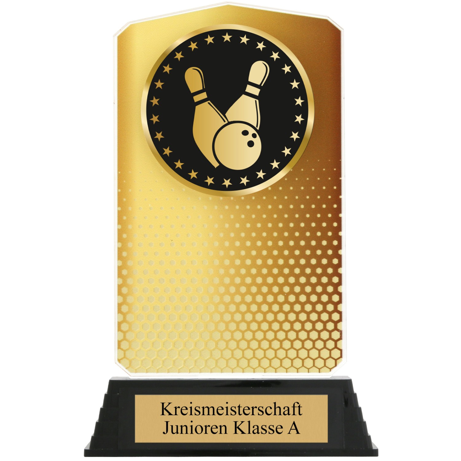 0. Foto Pokal Bowling HUPPY Acryl Gold mit XL Gravur